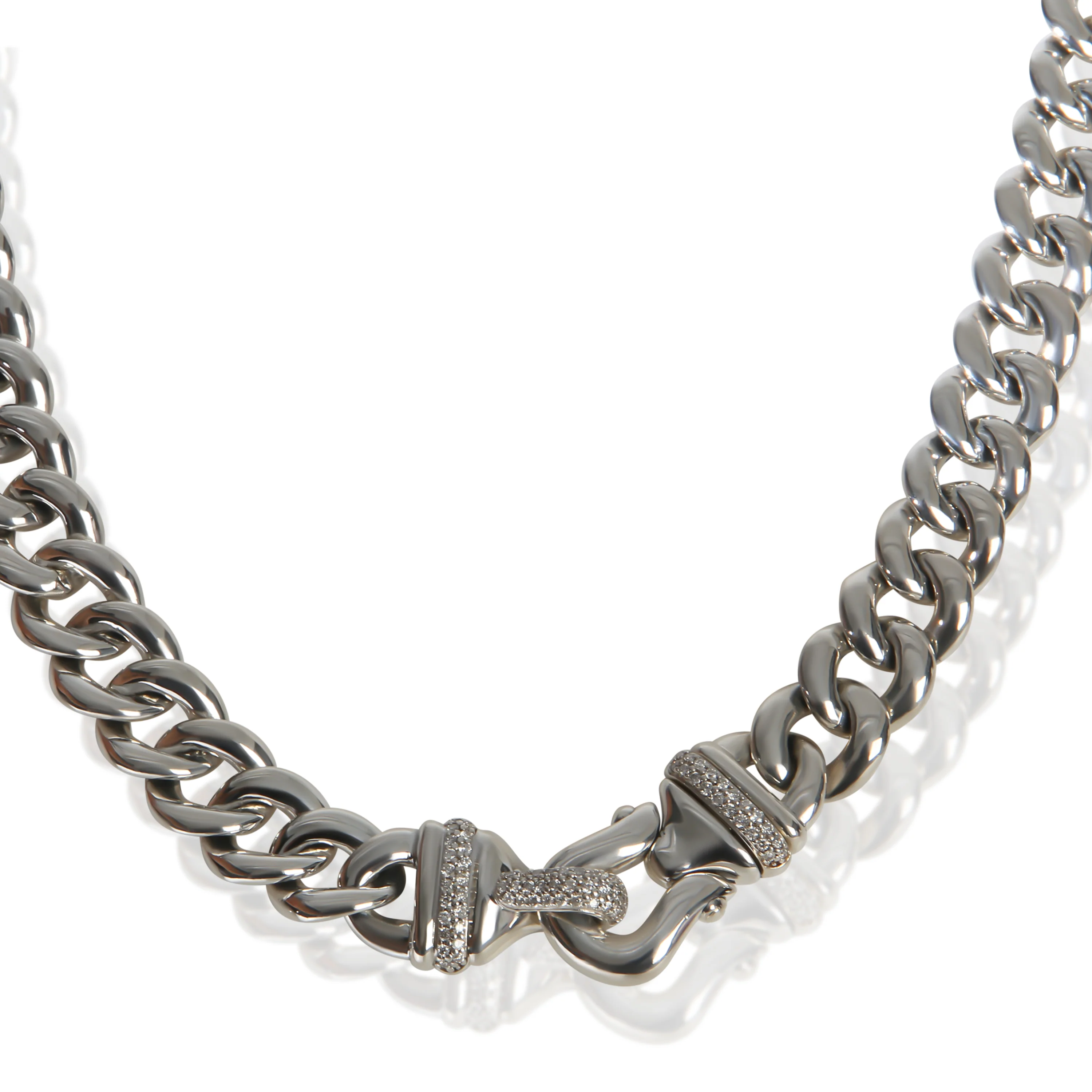 Sterling Silver Diamond Buckle Necklace