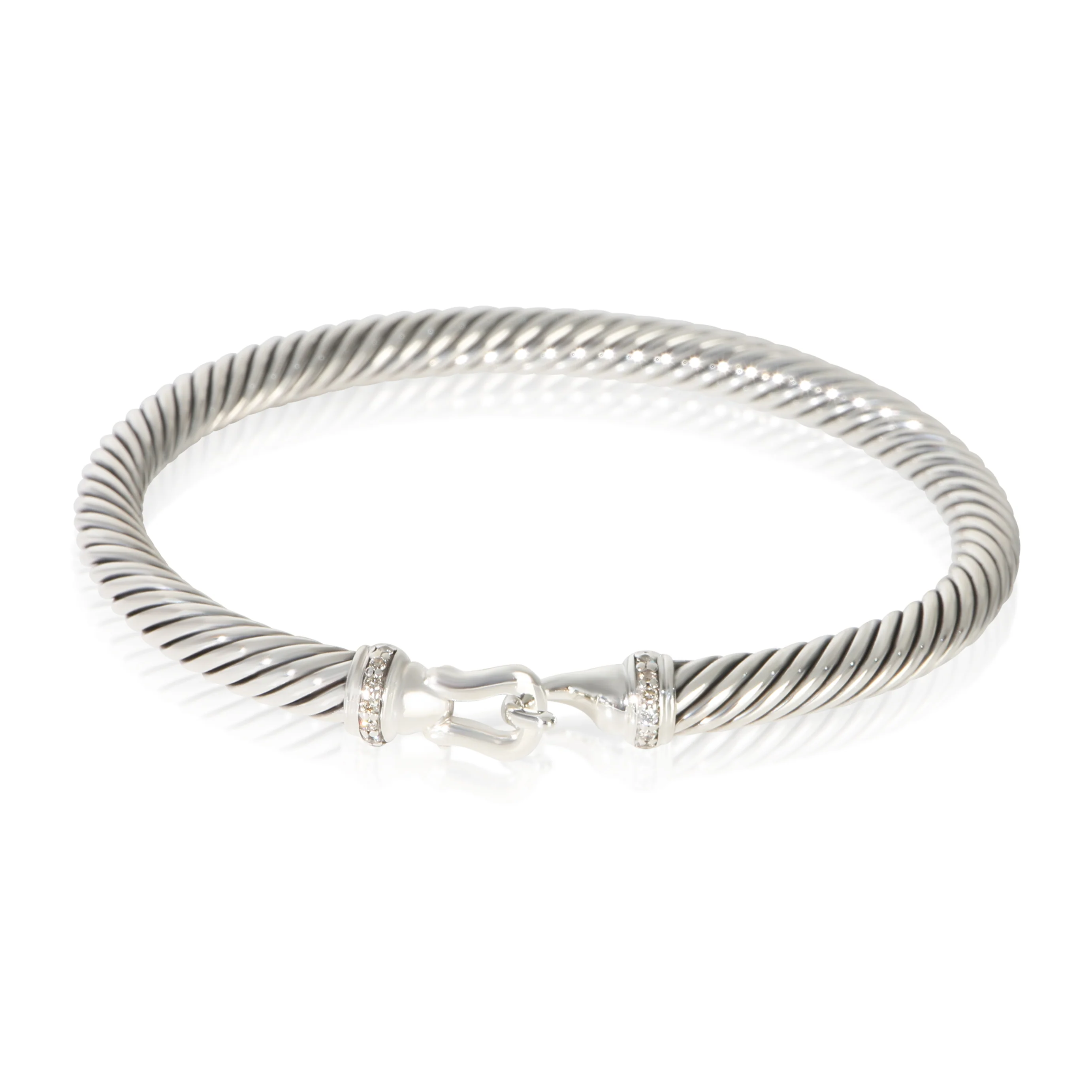 Sterling Silver Diamond Cable Buckle Bracelet