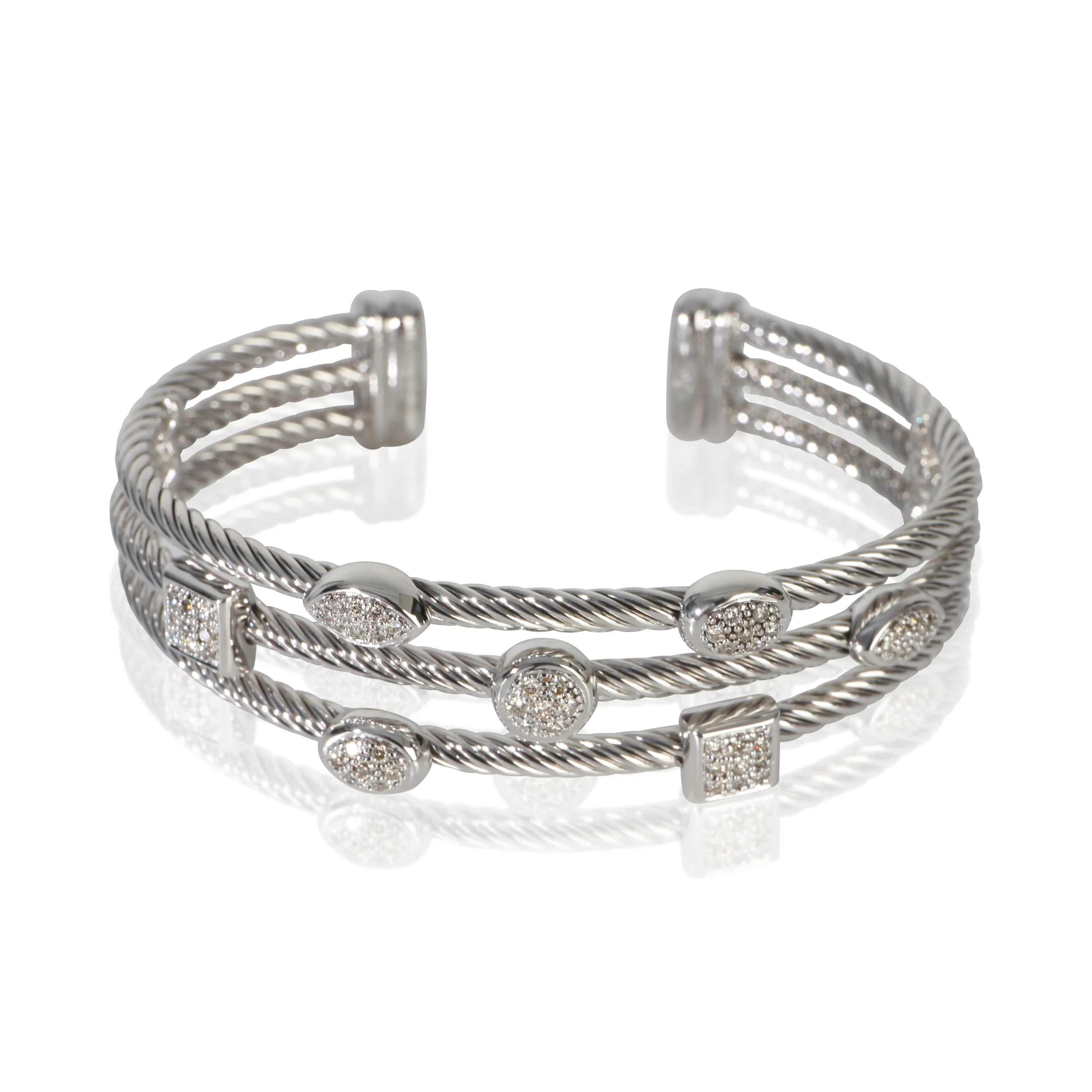 Sterling Silver Diamond Confetti 3 Row Bracelet