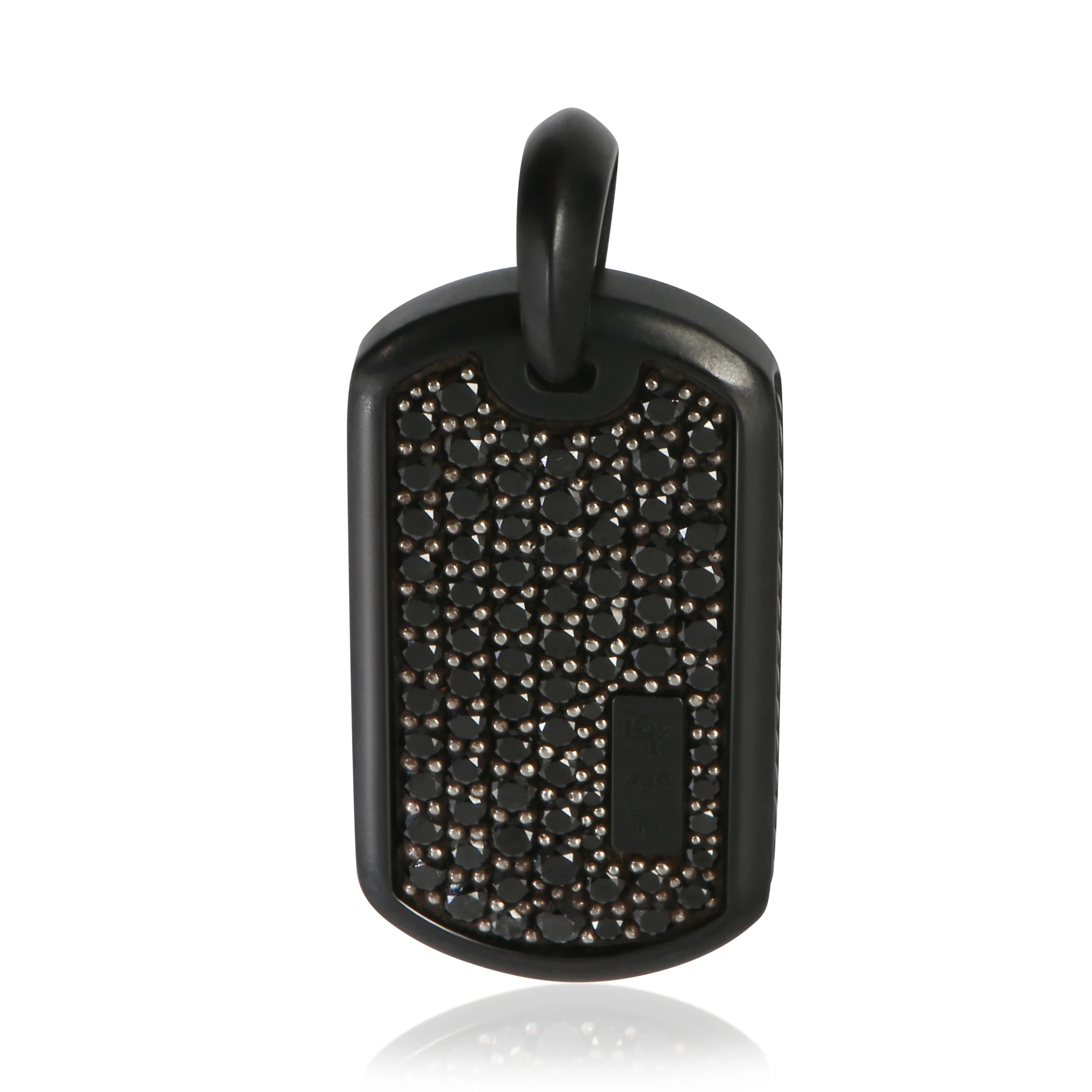 Sterling Silver Diamond Dog Tag Pendant