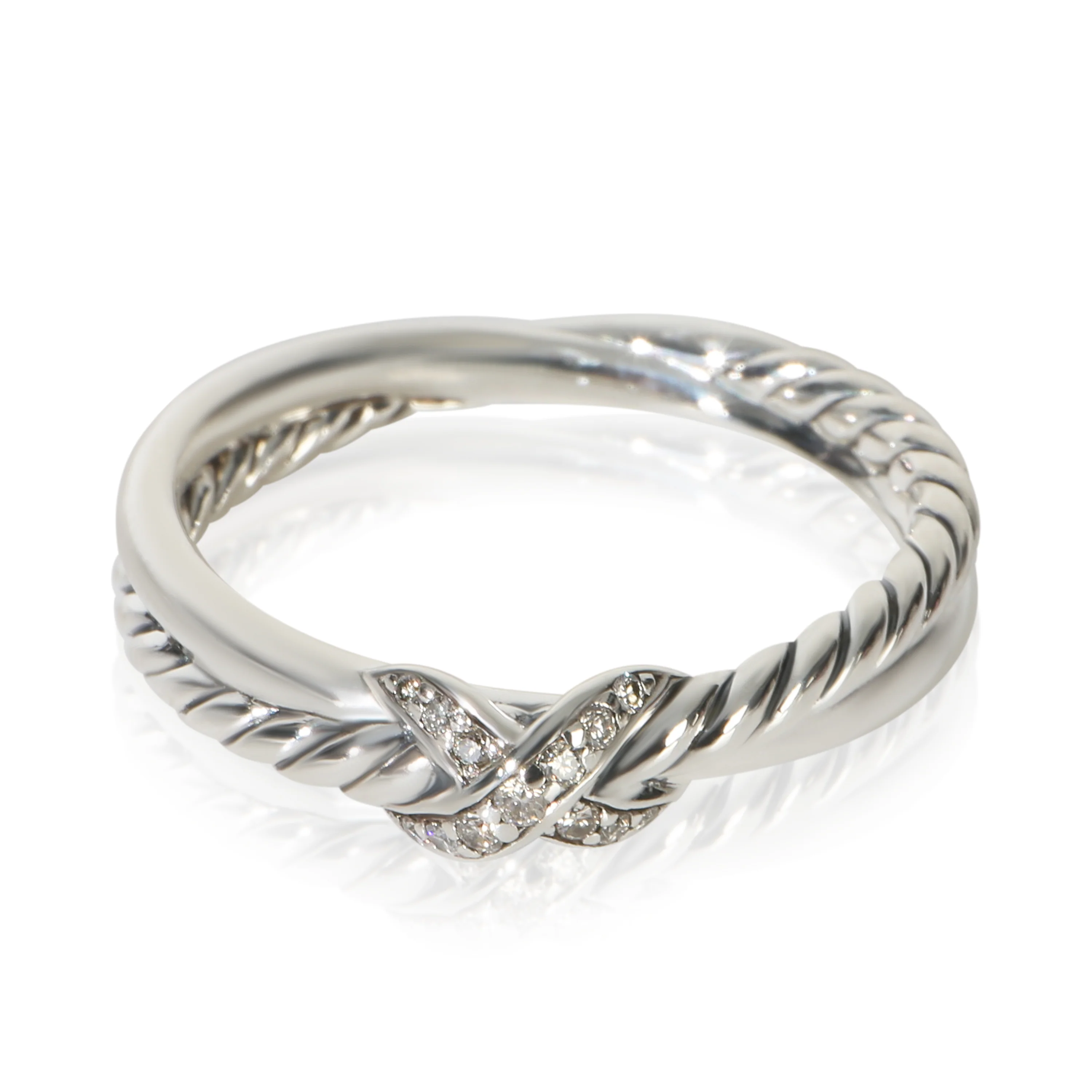 Sterling Silver Diamond Petite X Ring