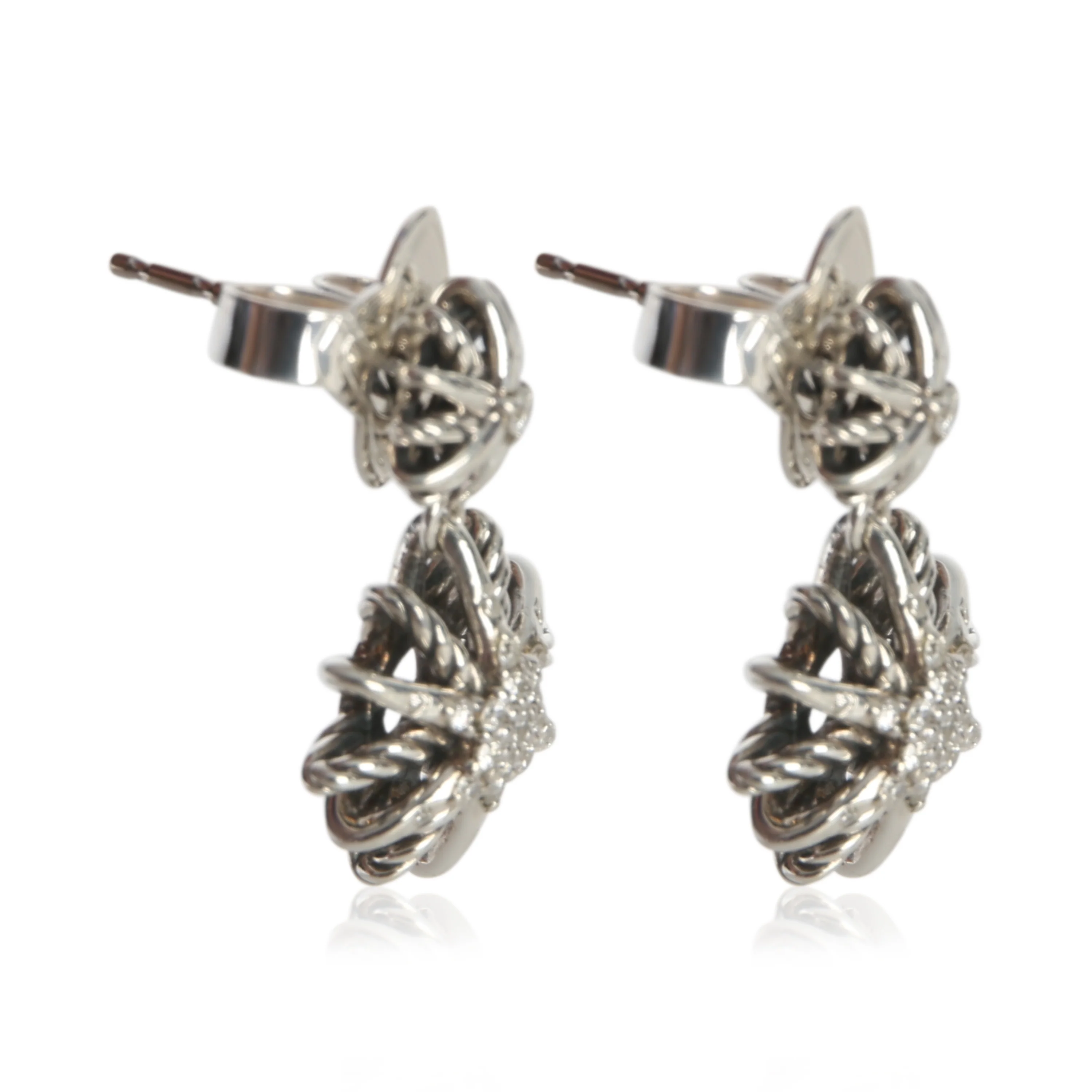 Sterling Silver Diamond Starburst Earrings