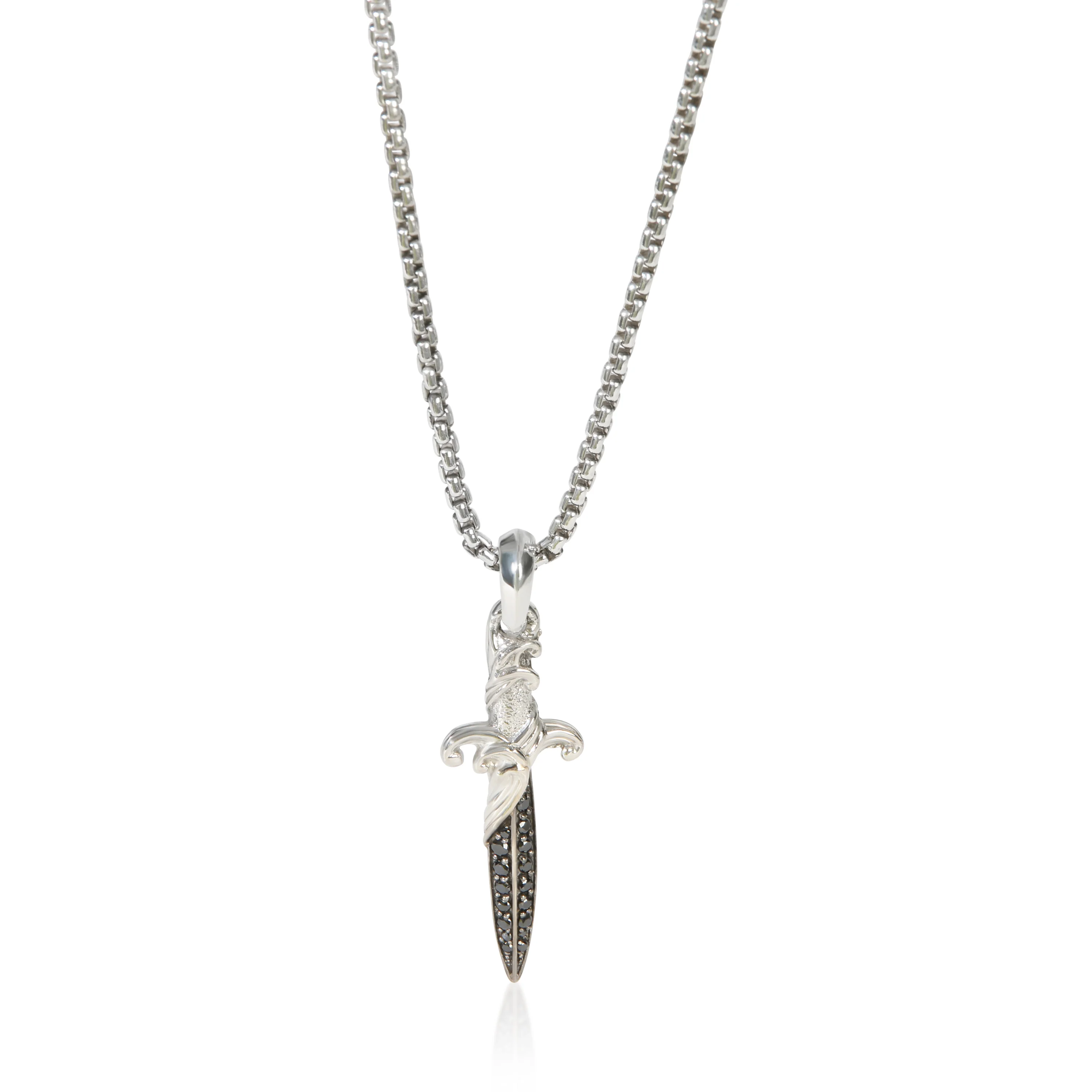 Sterling Silver Diamond Waves Dagger Pendant