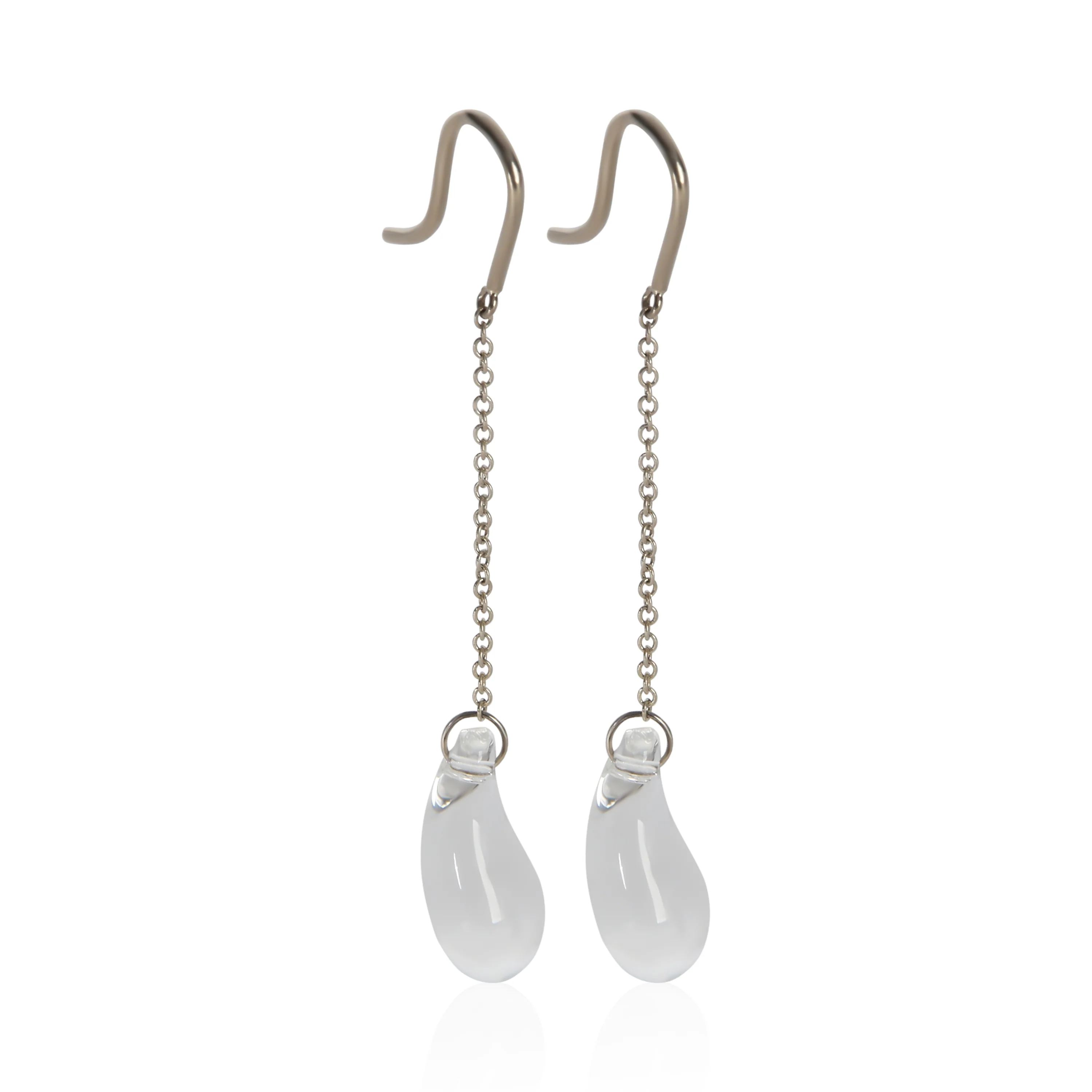 Sterling Silver Elsa Peretti Teardrop Quartz Drop Earrings