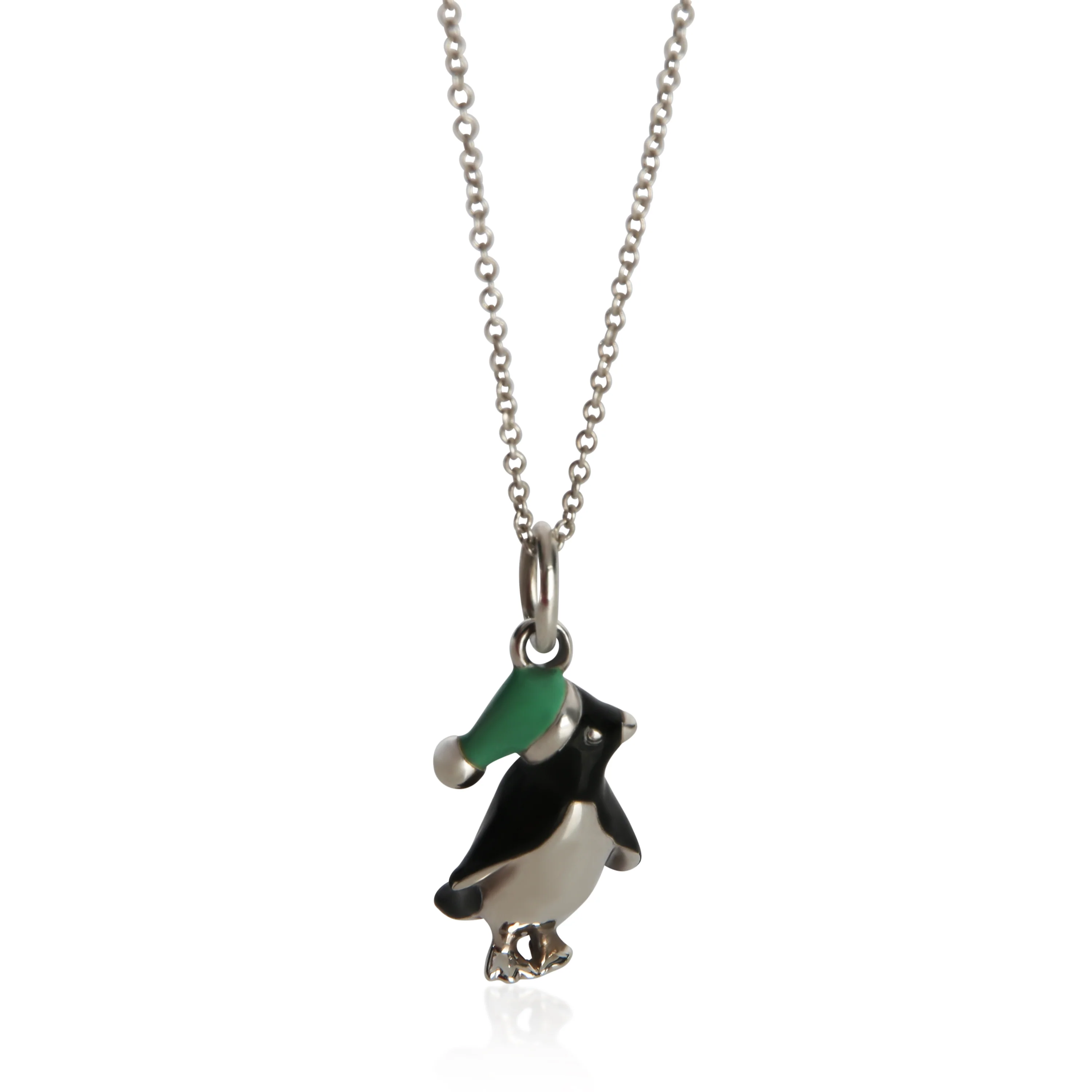Sterling Silver  Enamel Penguin Pendant