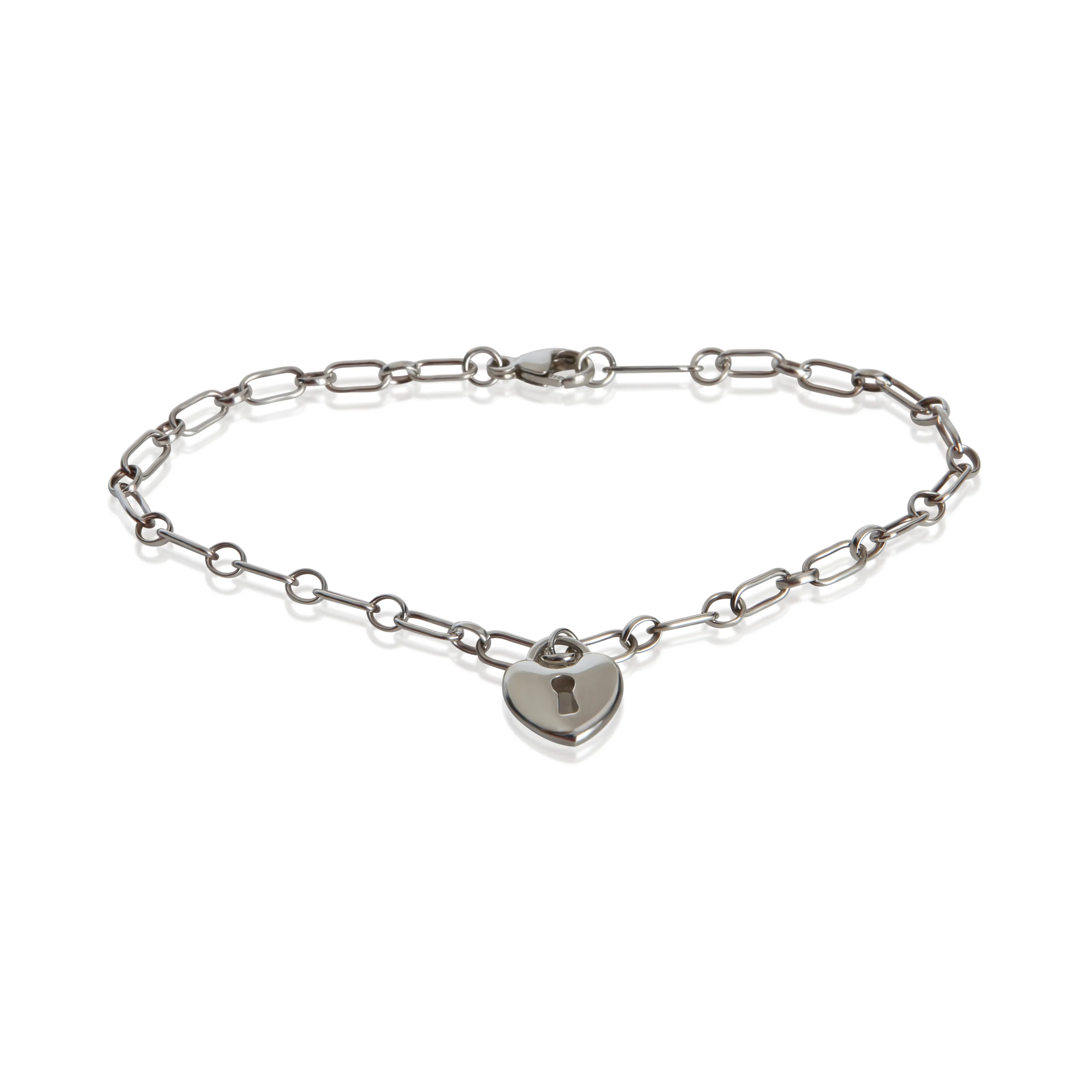 Sterling Silver  Heart Lock Bracelet