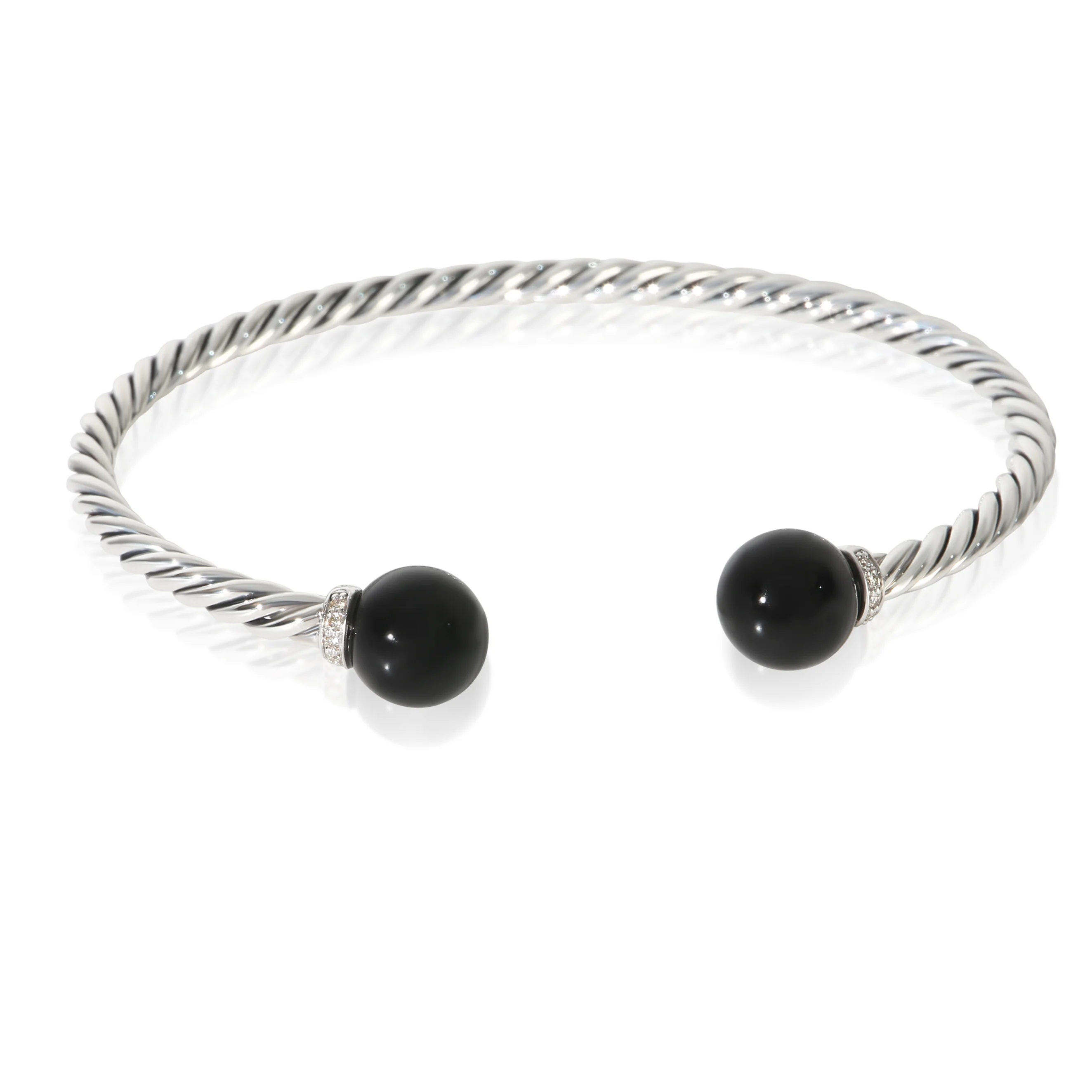 Sterling Silver Onyx and Diamond Solari Bracelet