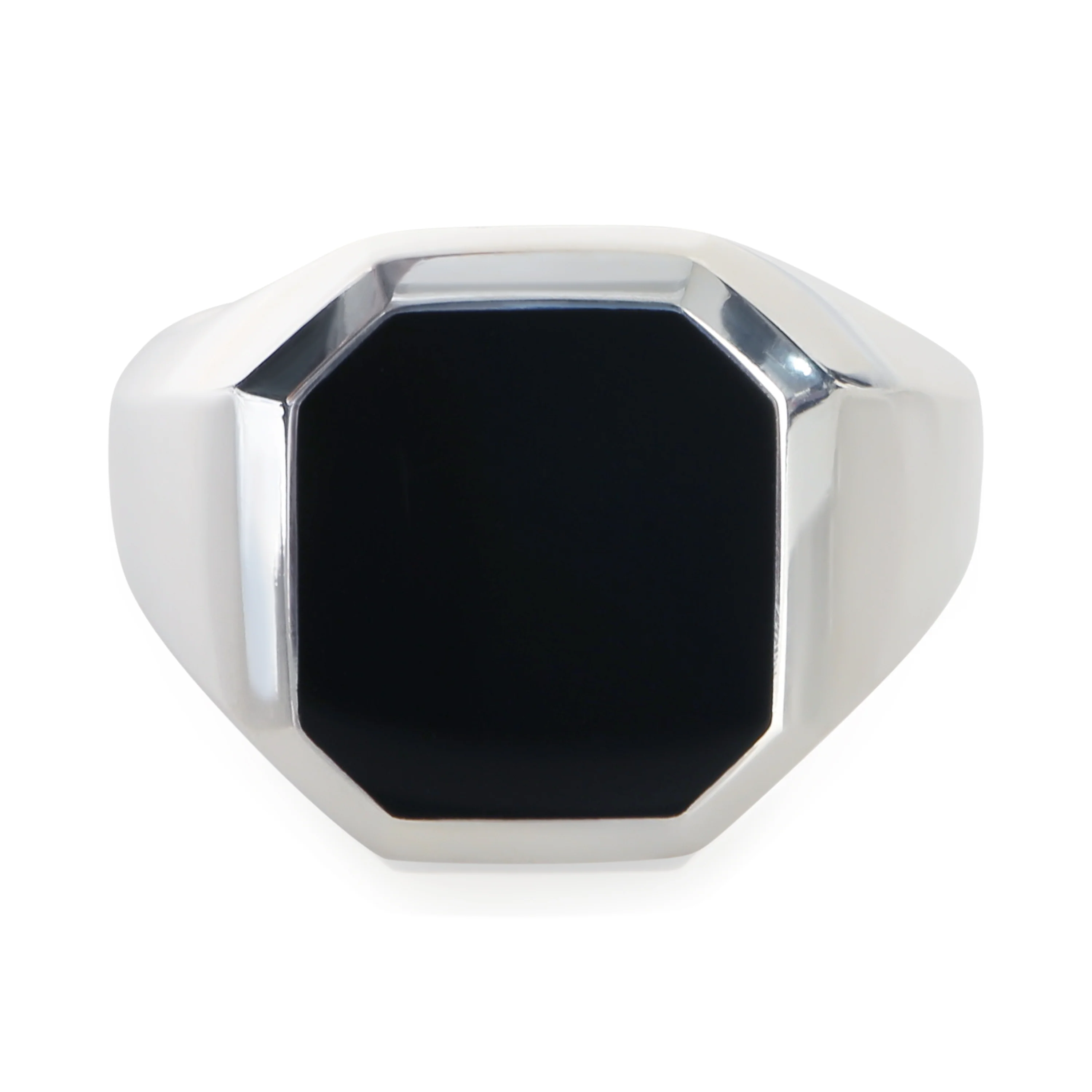 Sterling Silver Onyx Streamline Signet Ring
