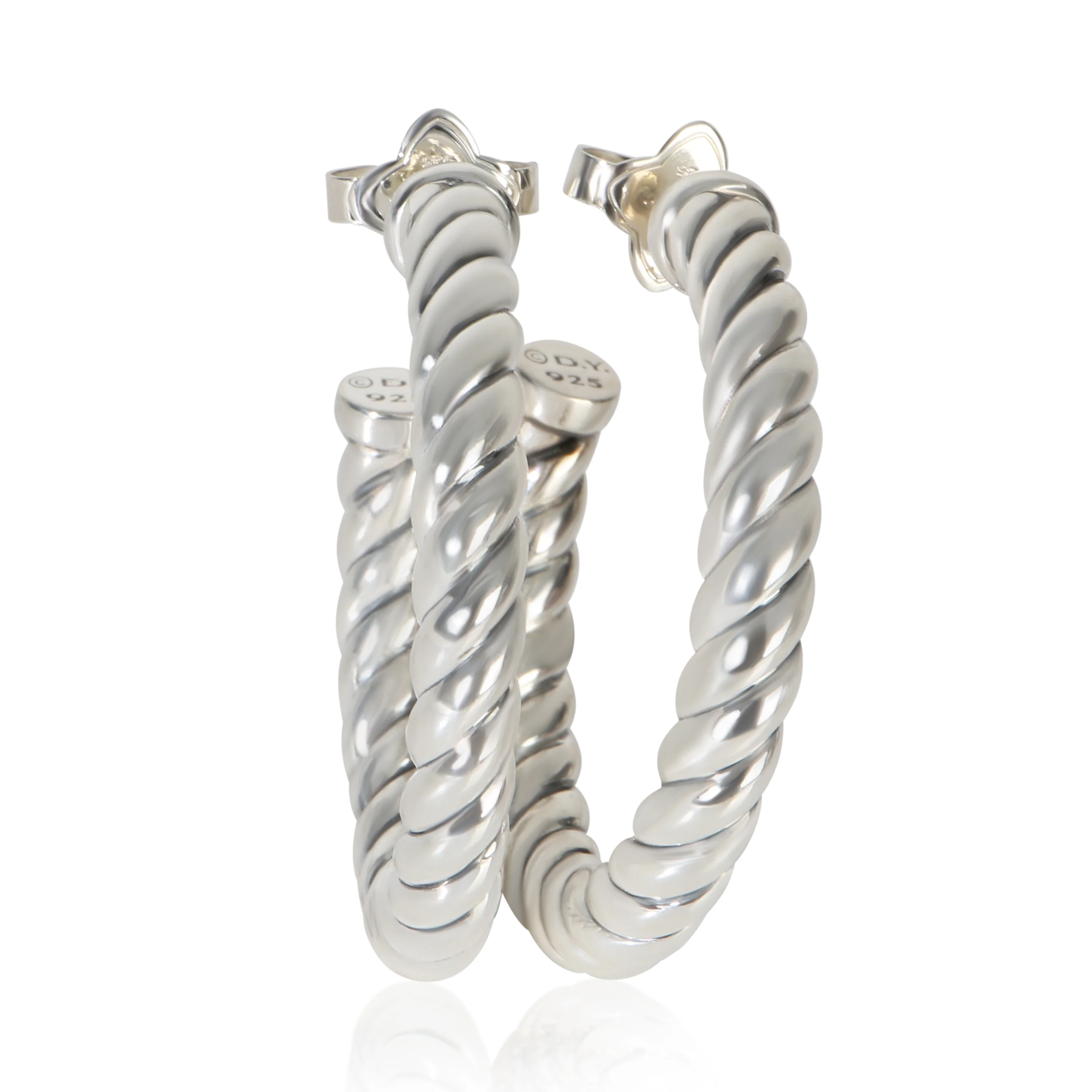Sterling Silver  Sculpted Cable Earrings