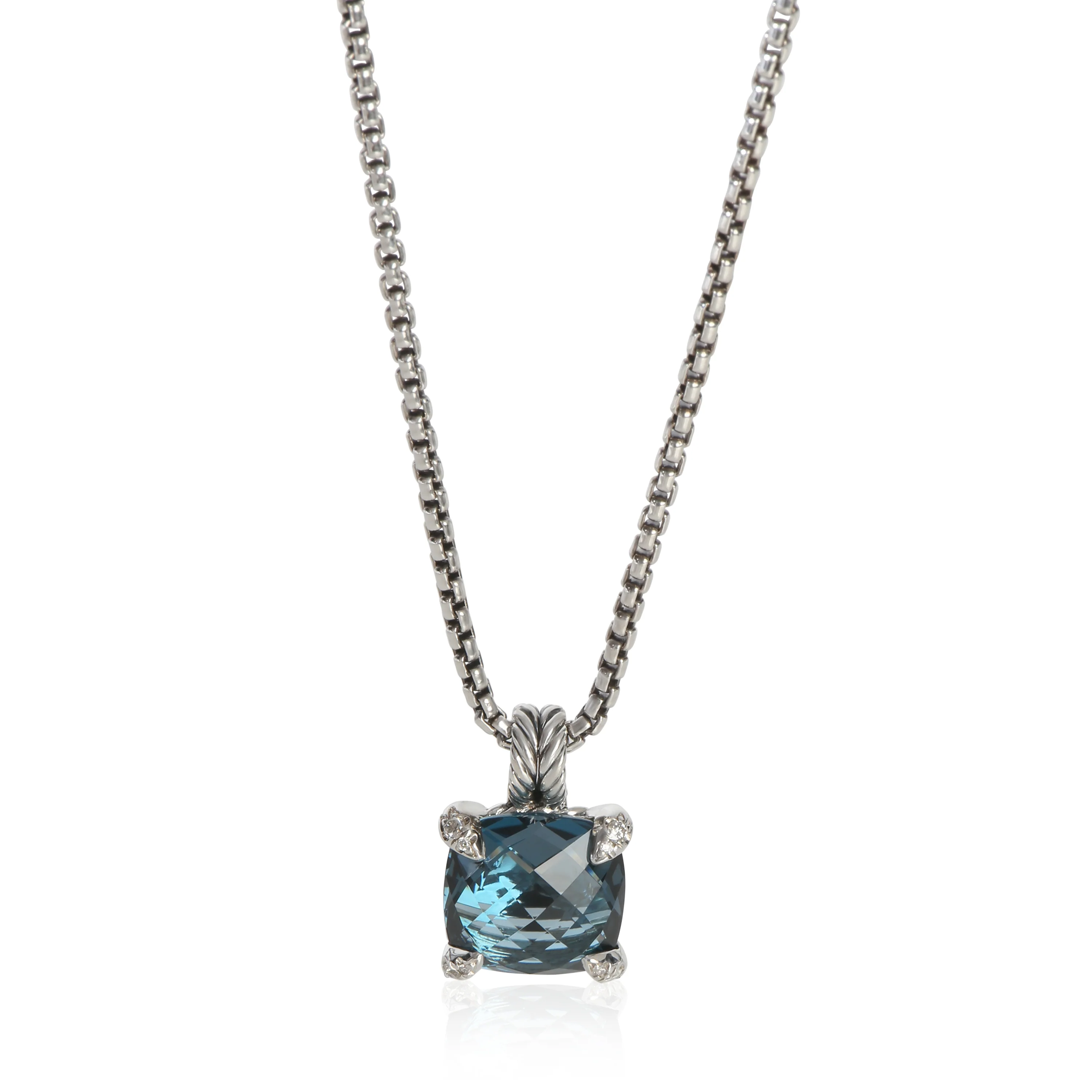 Sterling Silver Topaz and Diamond Chatelaine Pendant