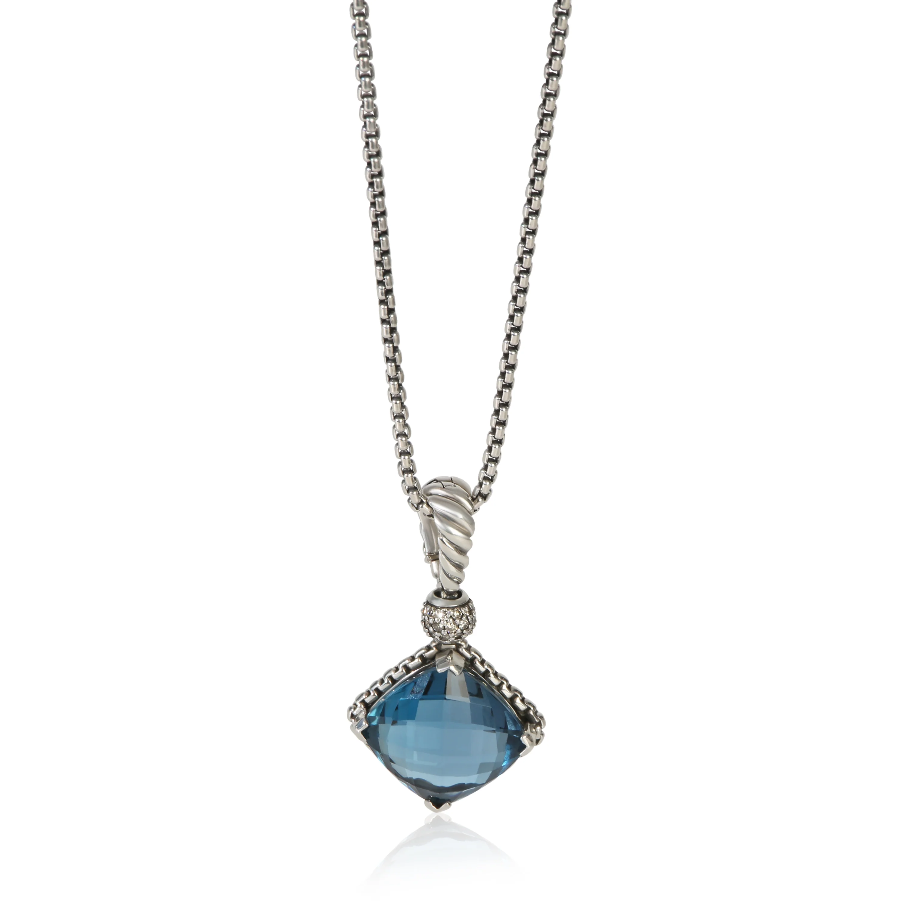 Sterling Silver Topaz and Diamond On Point Pendant