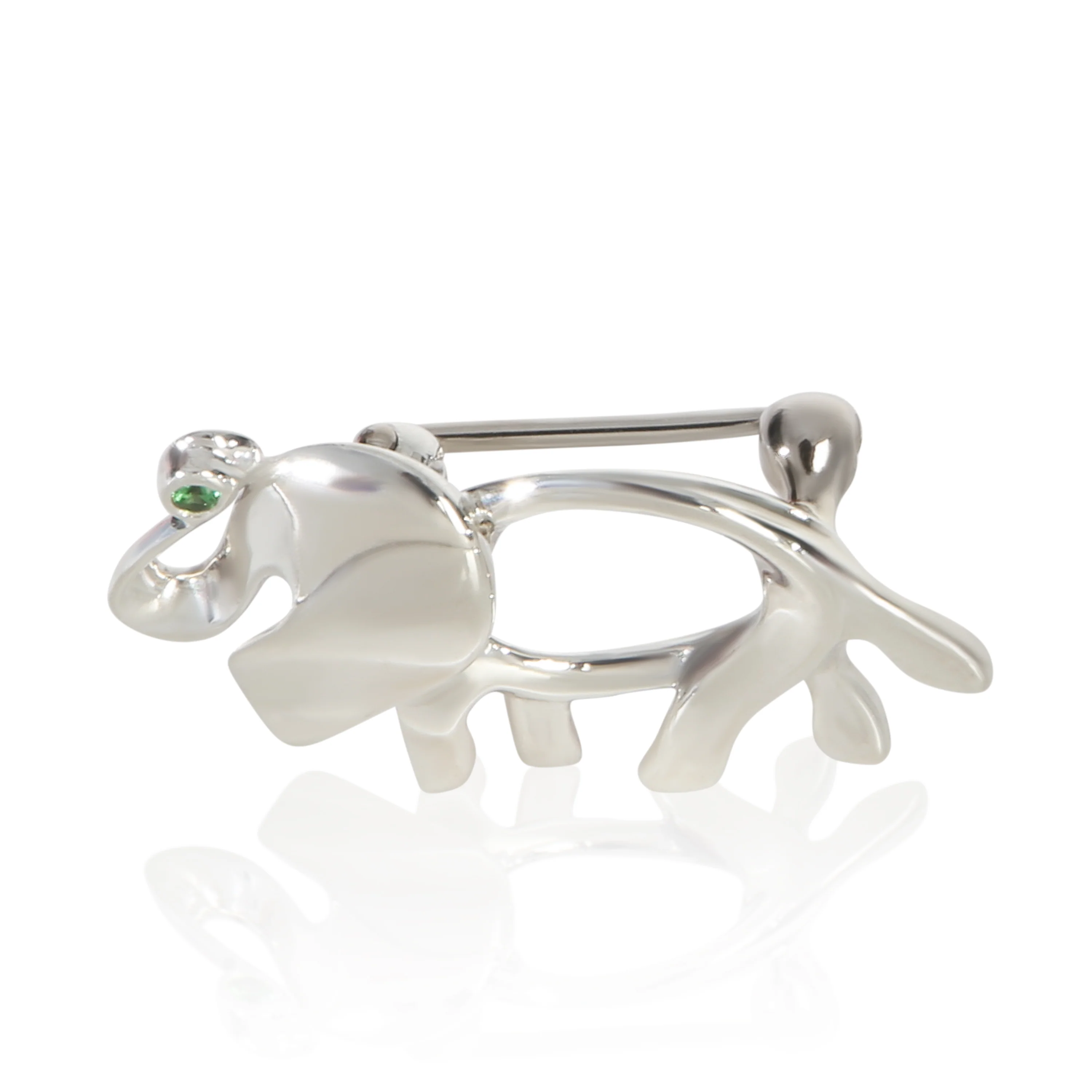 Sterling Silver Tsavorite Save The Wild Elephant Brooch