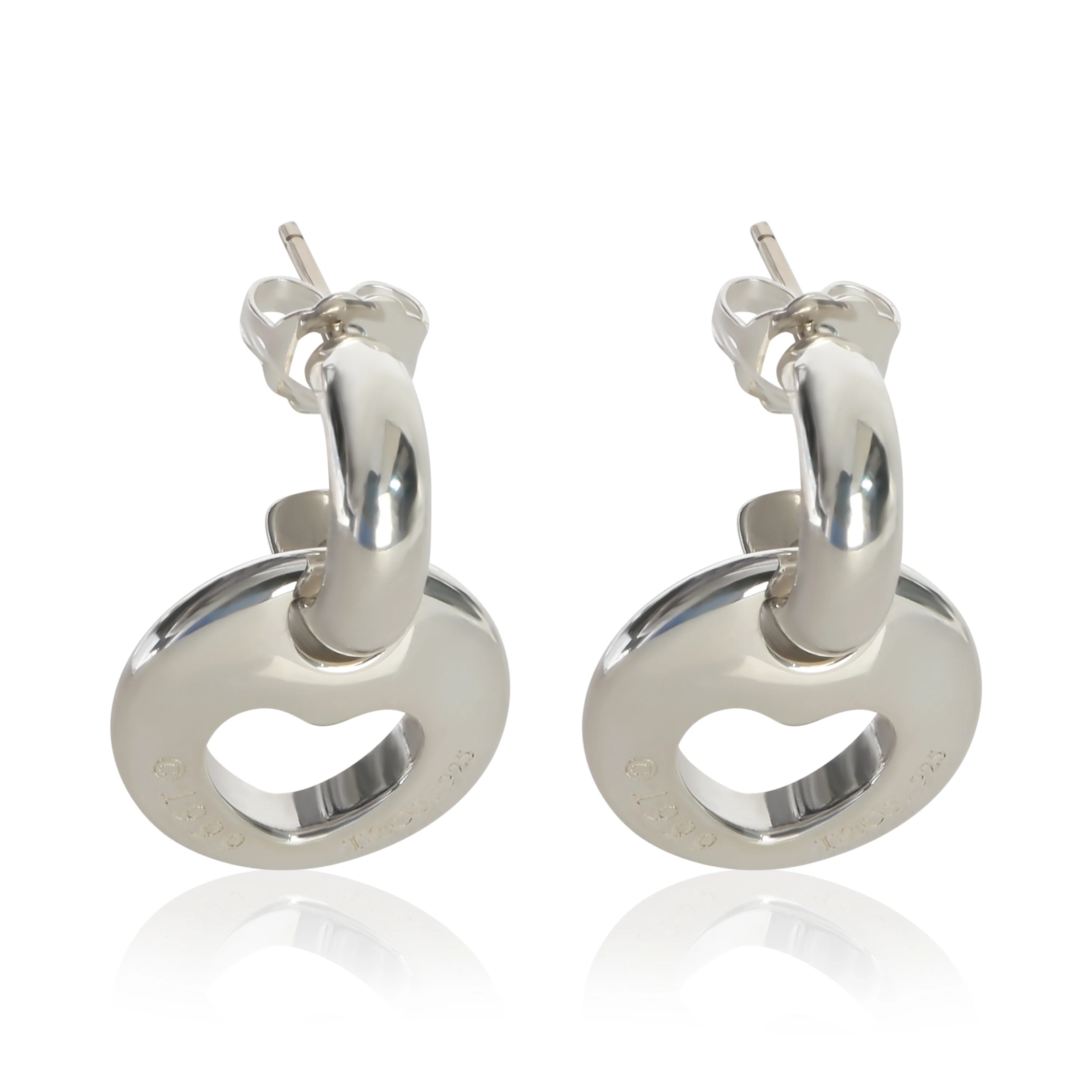 Sterling Silver  Vintage Heart Cut Out Earrings