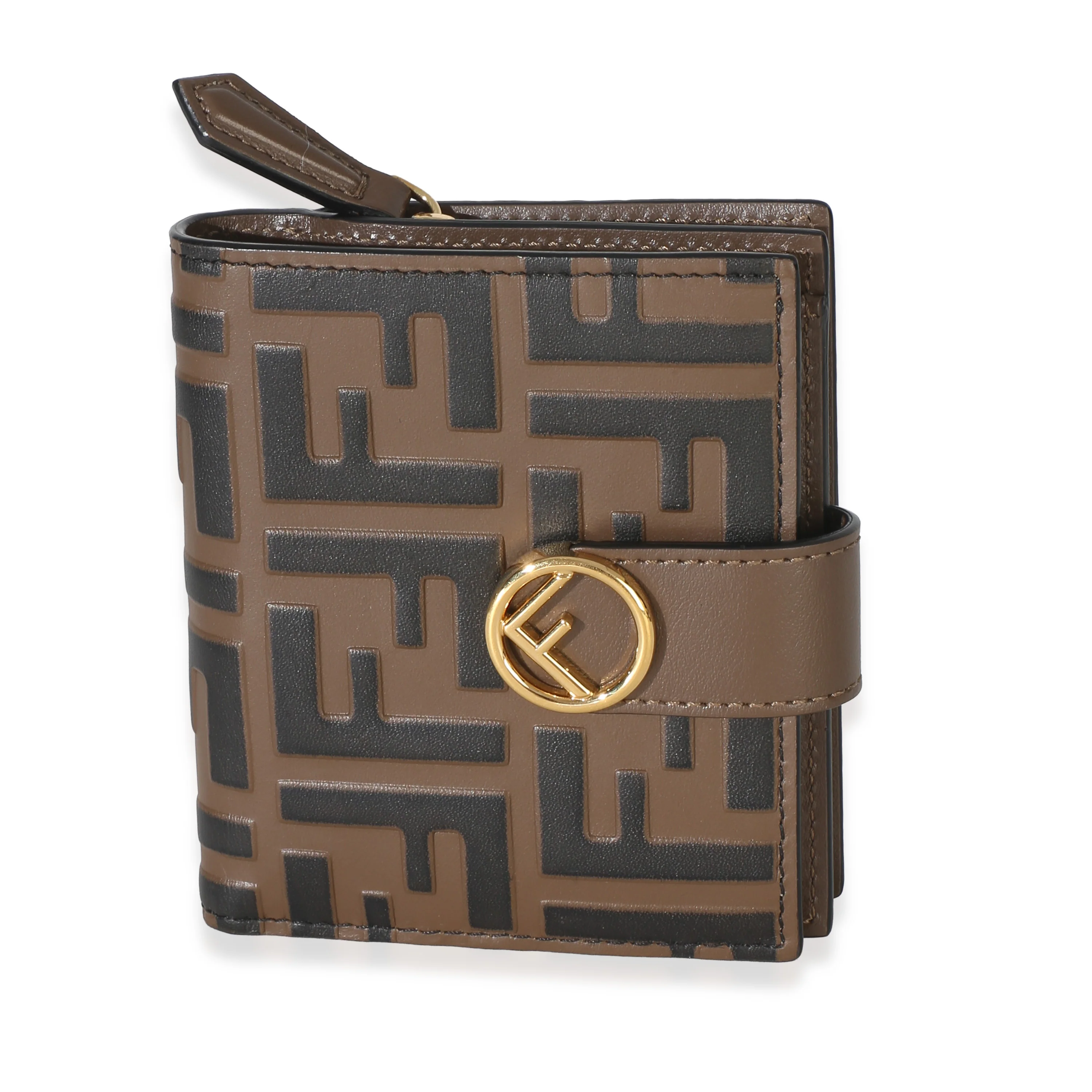 Tobacco Zucca Leather F Is Fendi Compact Wallet