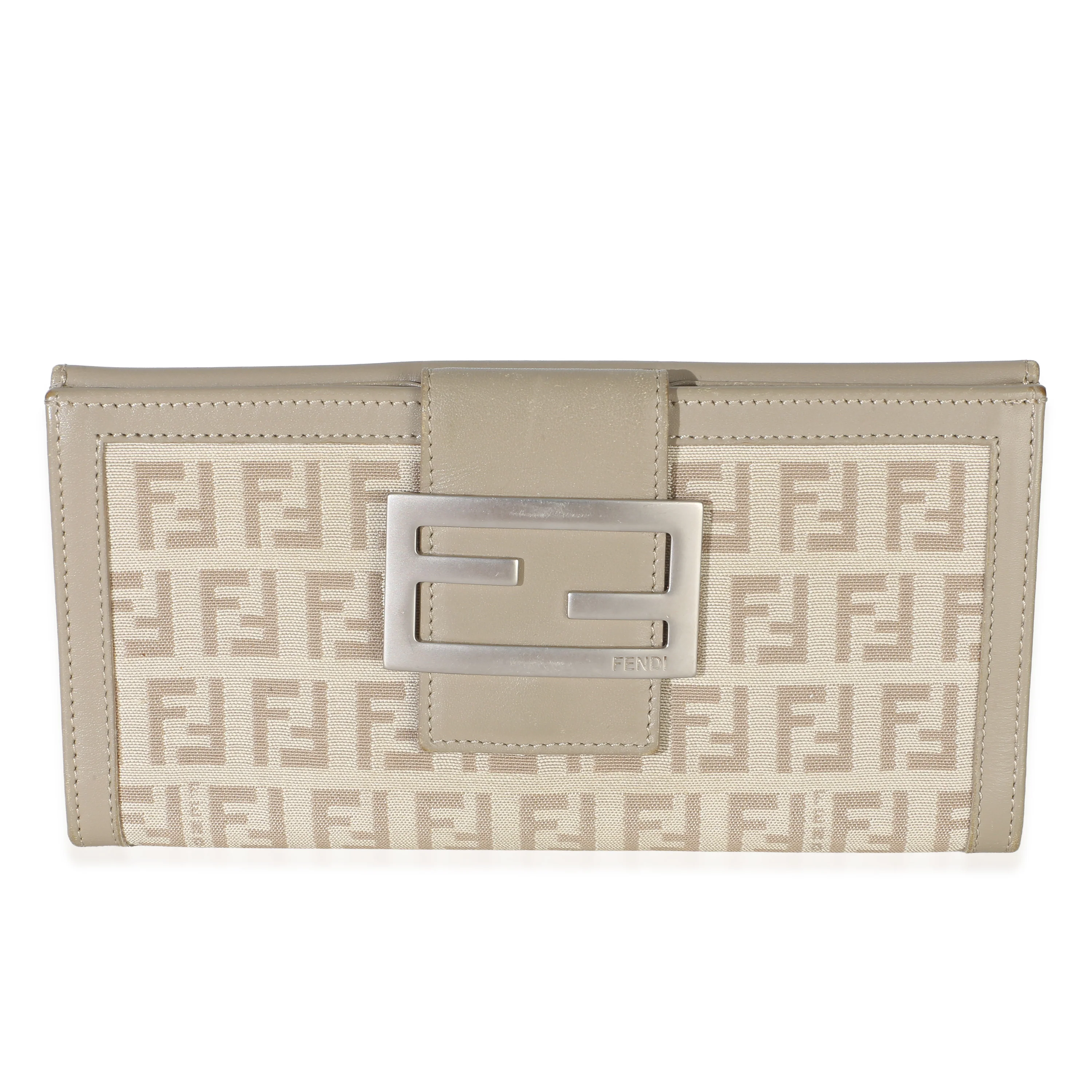 Vintage Beige Zucchino Canvas Long Bi-Fold Wallet