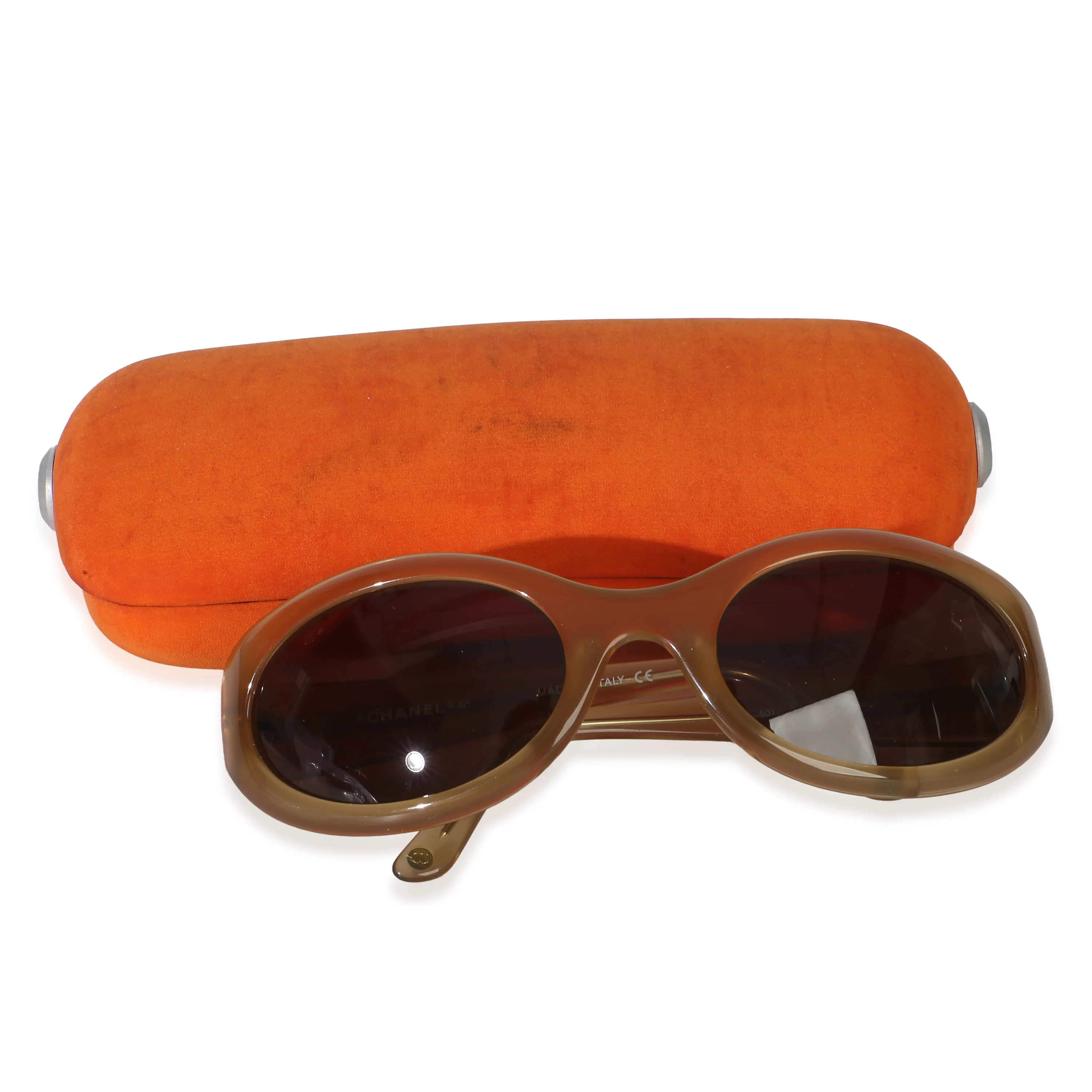 Vintage Neutral Oval Wraparound Sunglasses