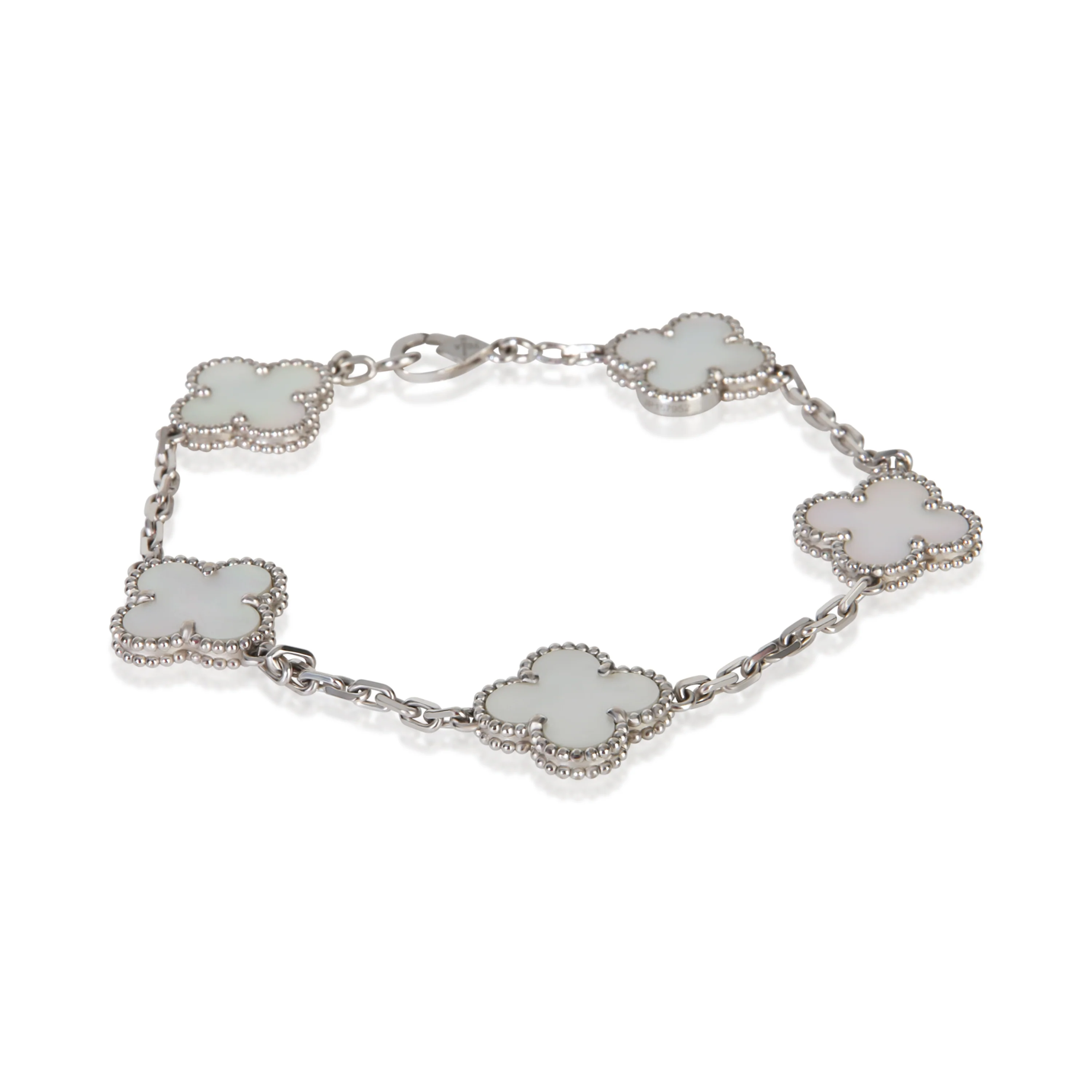 White Gold Mother Of Pearl Vintage Alhambra Bracelet