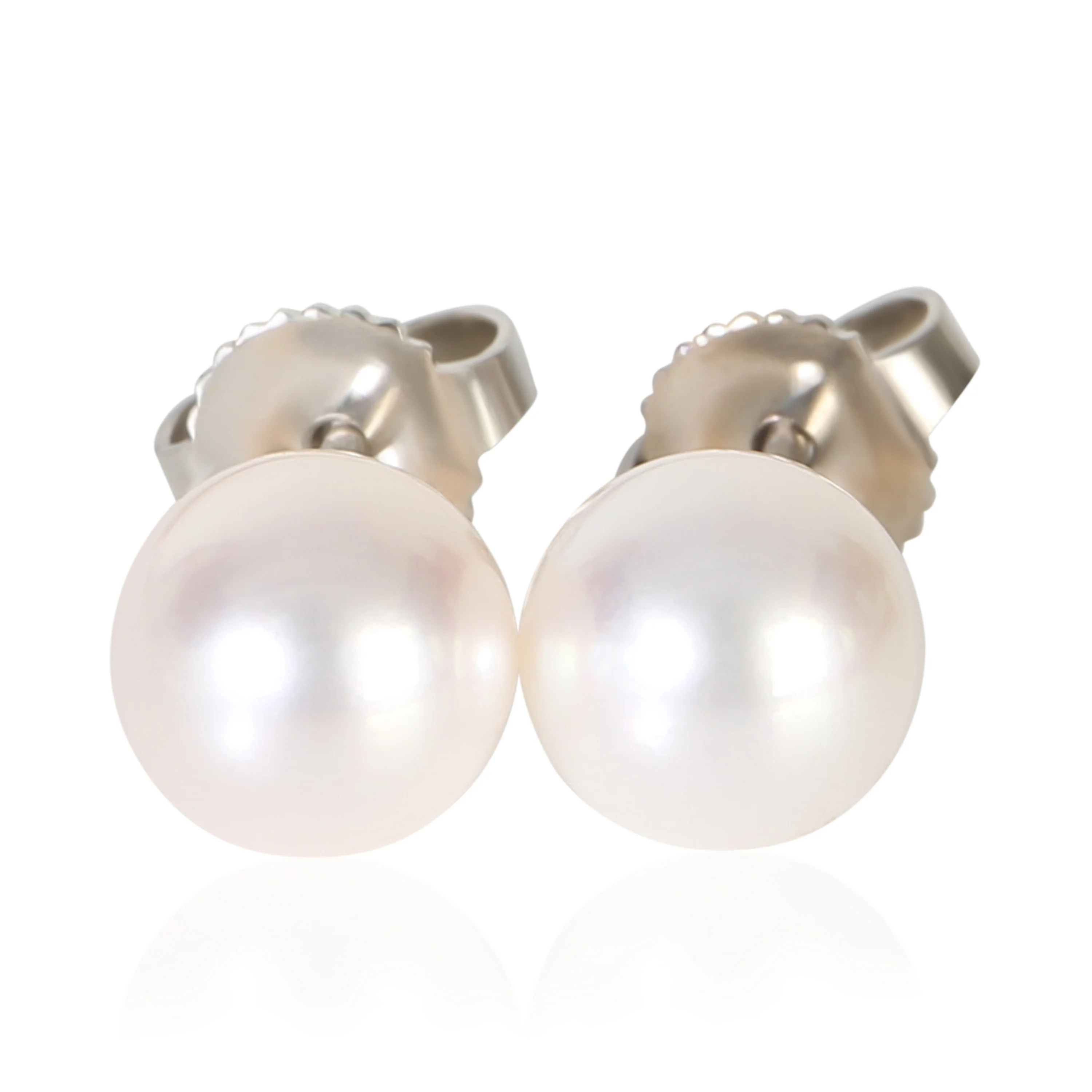 White Gold Pearl Signature Earrings