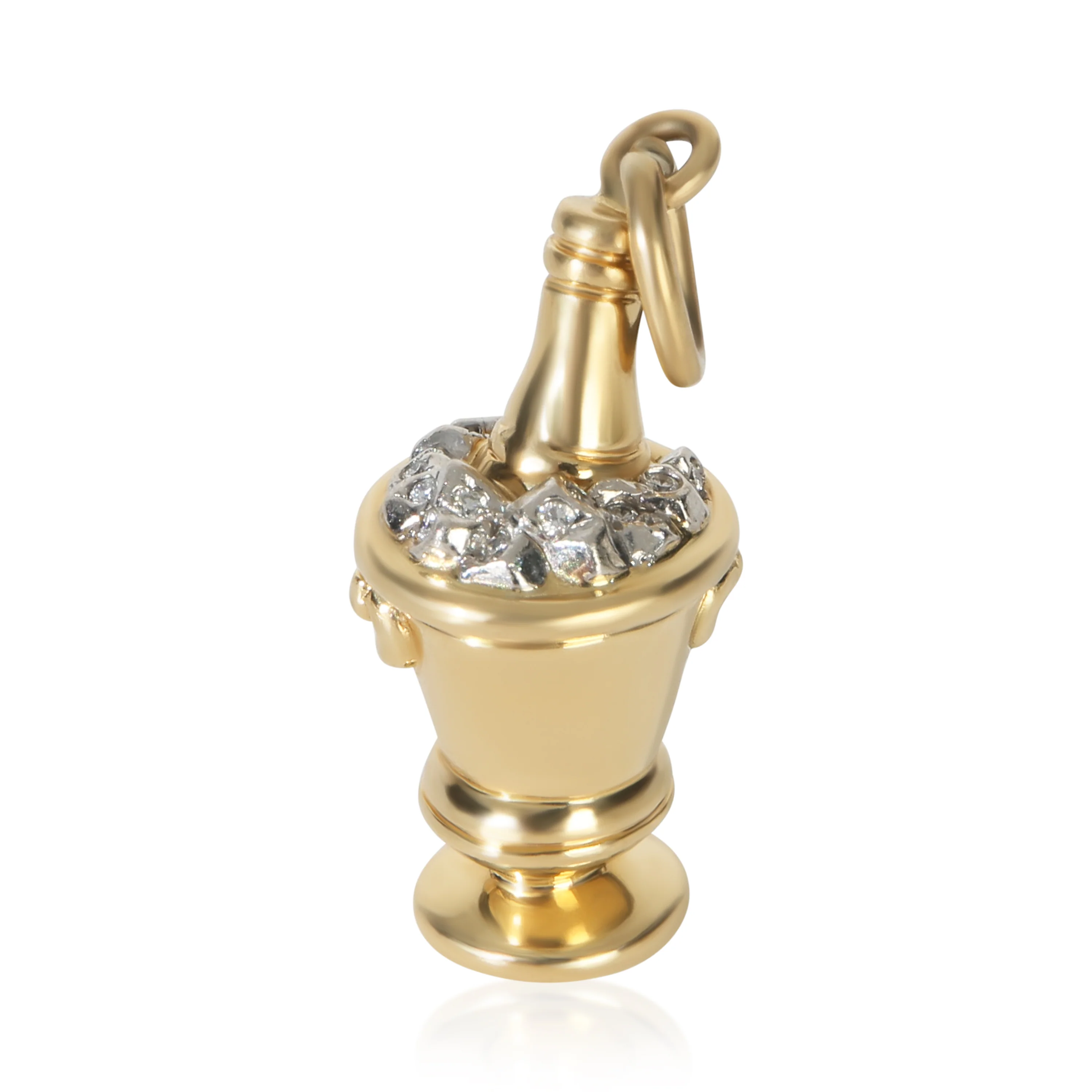 White Gold & Yellow Gold Diamond Champagne Bottle Charm