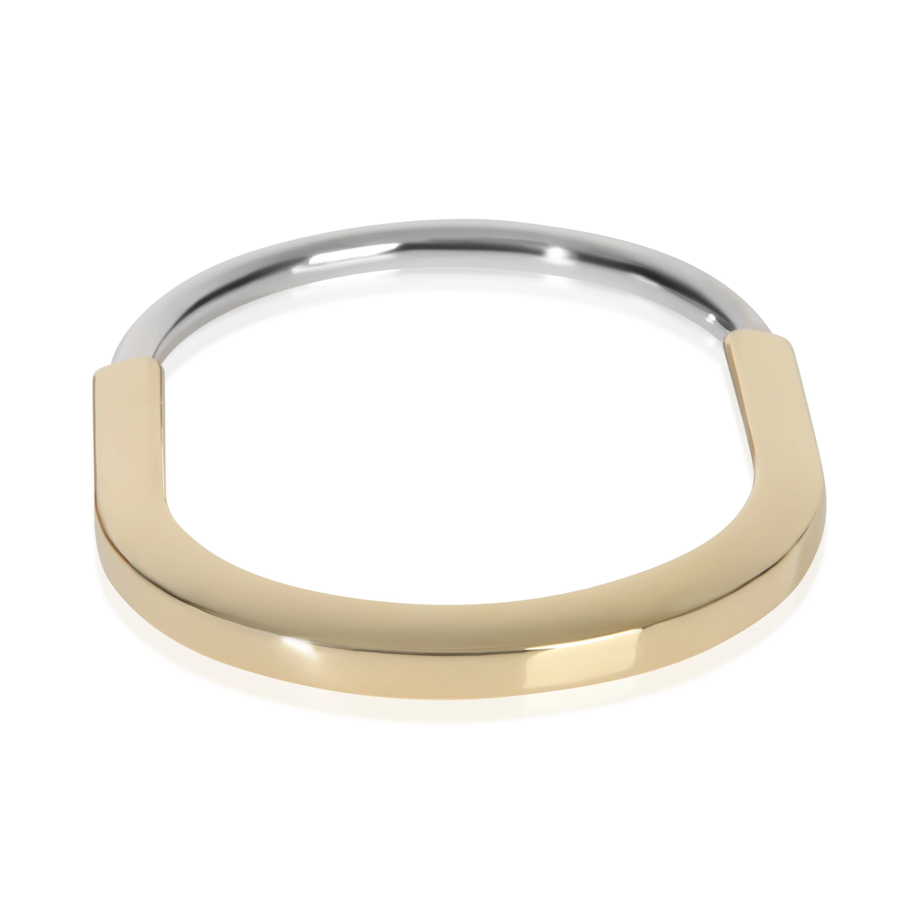 White Gold & Yellow Gold  Lock Bangle Bracelet
