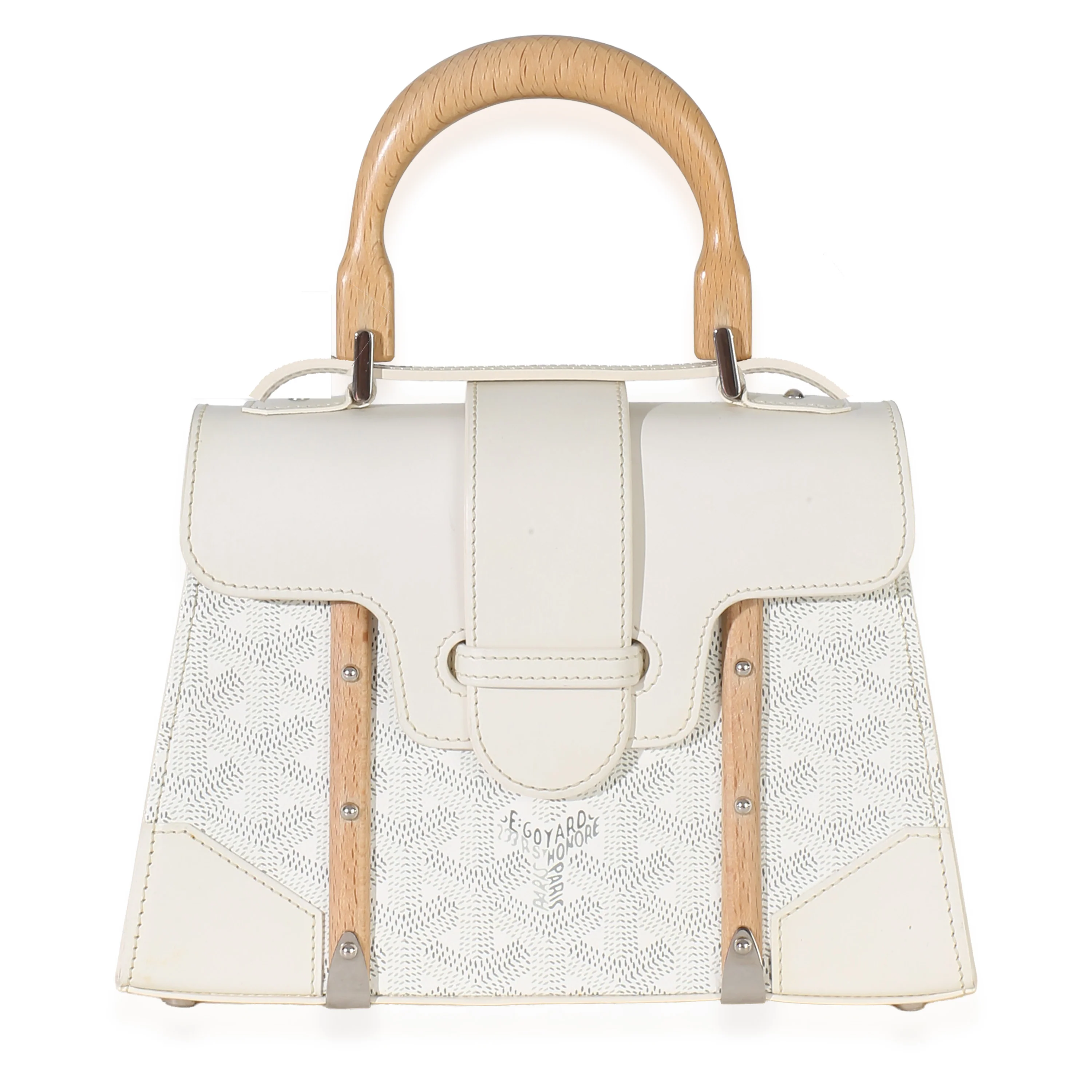 White Goyardine Canvas Structure Mini Saigon Top Handle