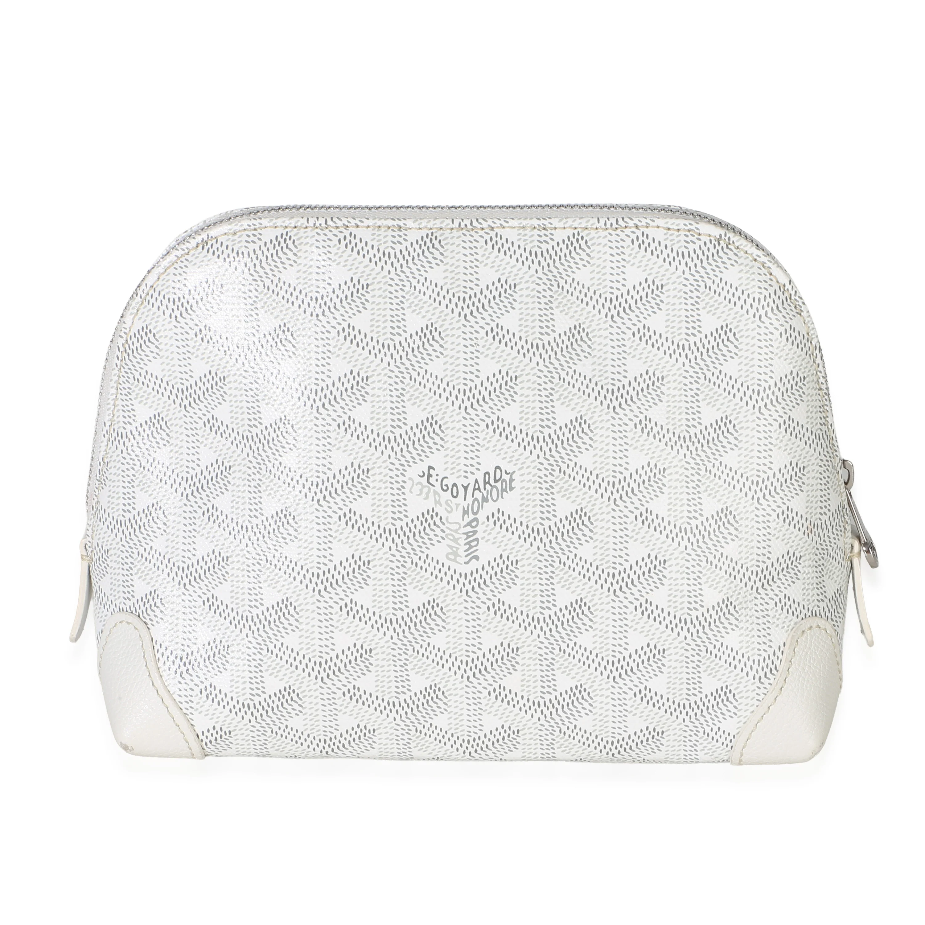 White Goyardine Canvas Vendome Cosmetic Pouch