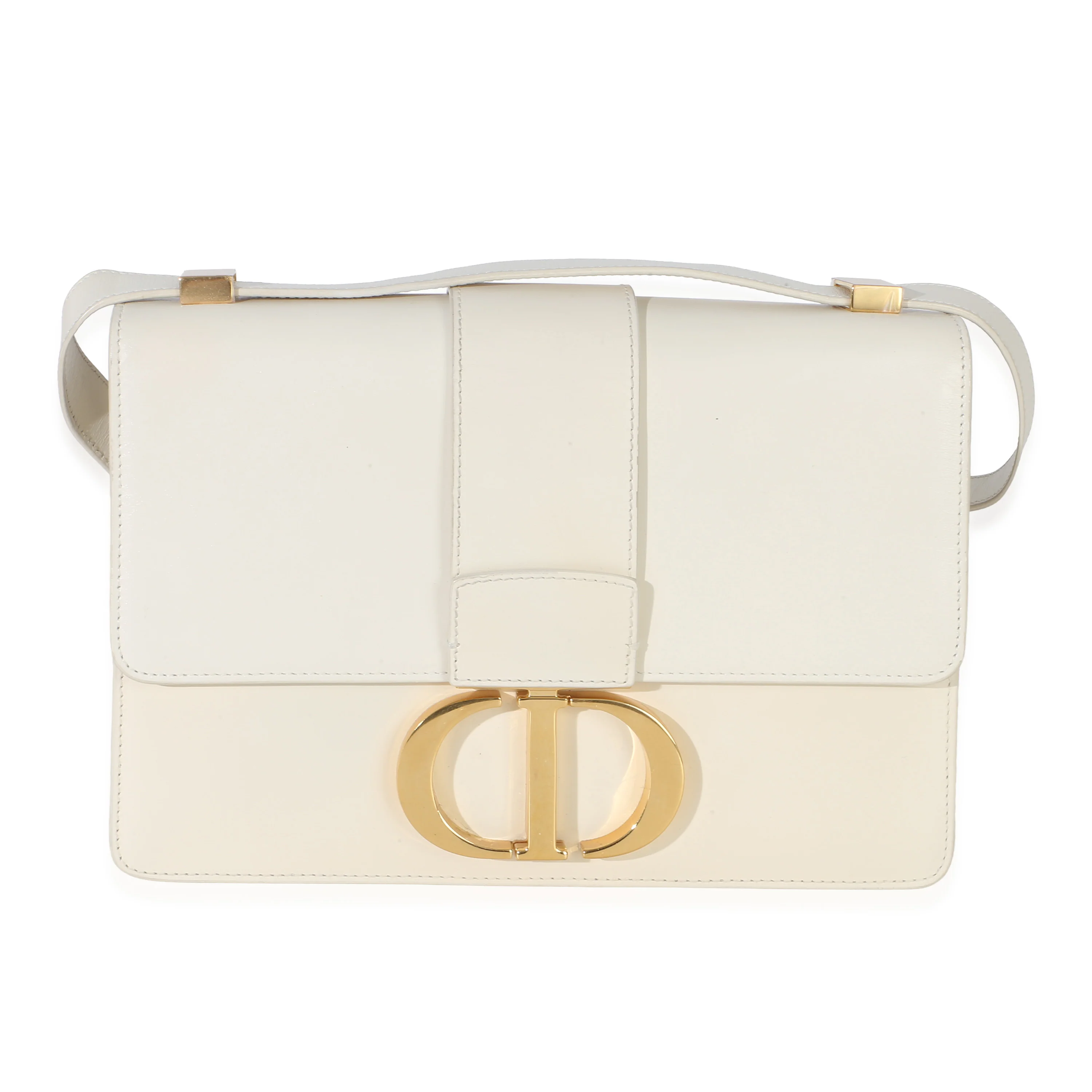 White Smooth Box Calfskin 30 Montaigne Flap