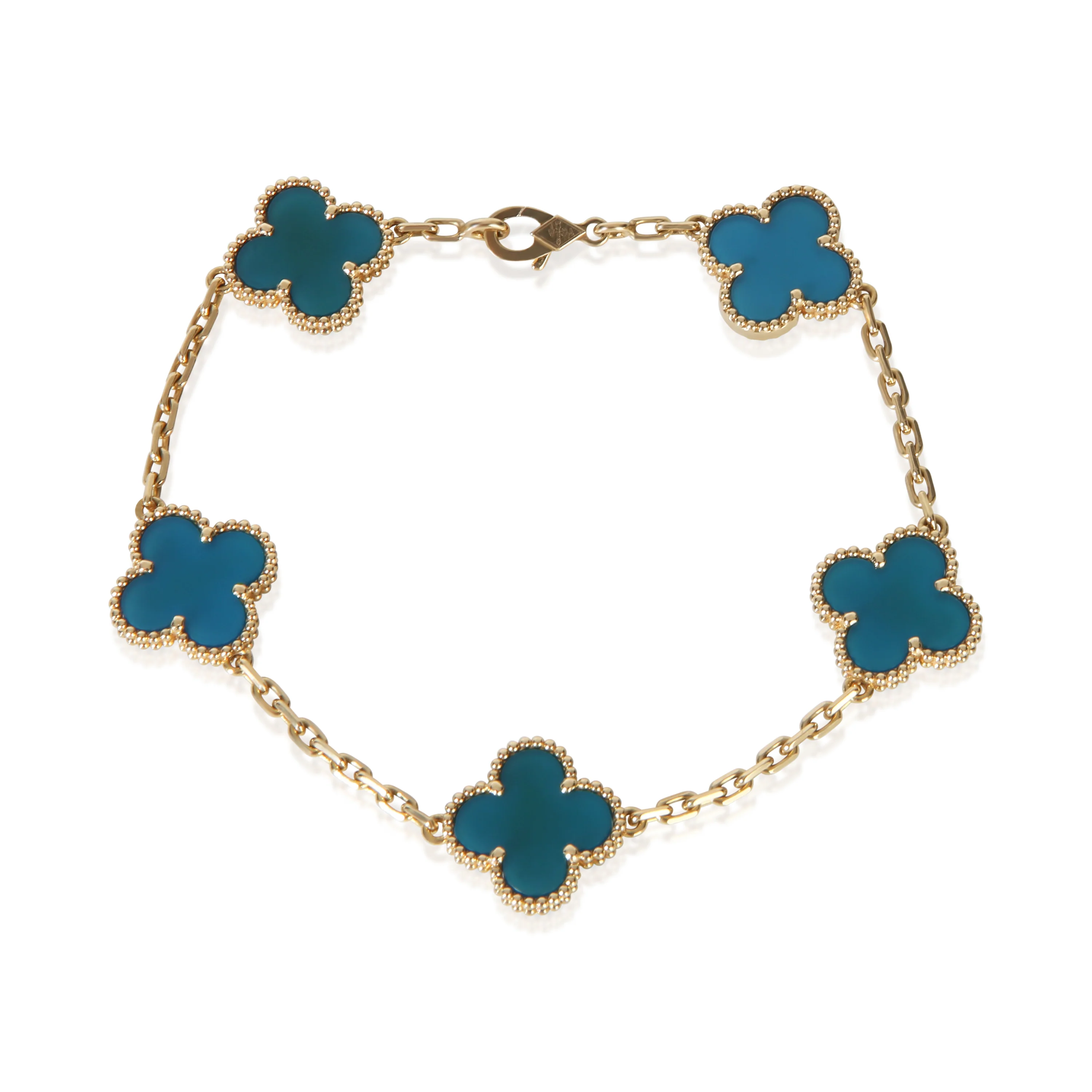 Yellow Gold Agate Vintage Alhambra Bracelet