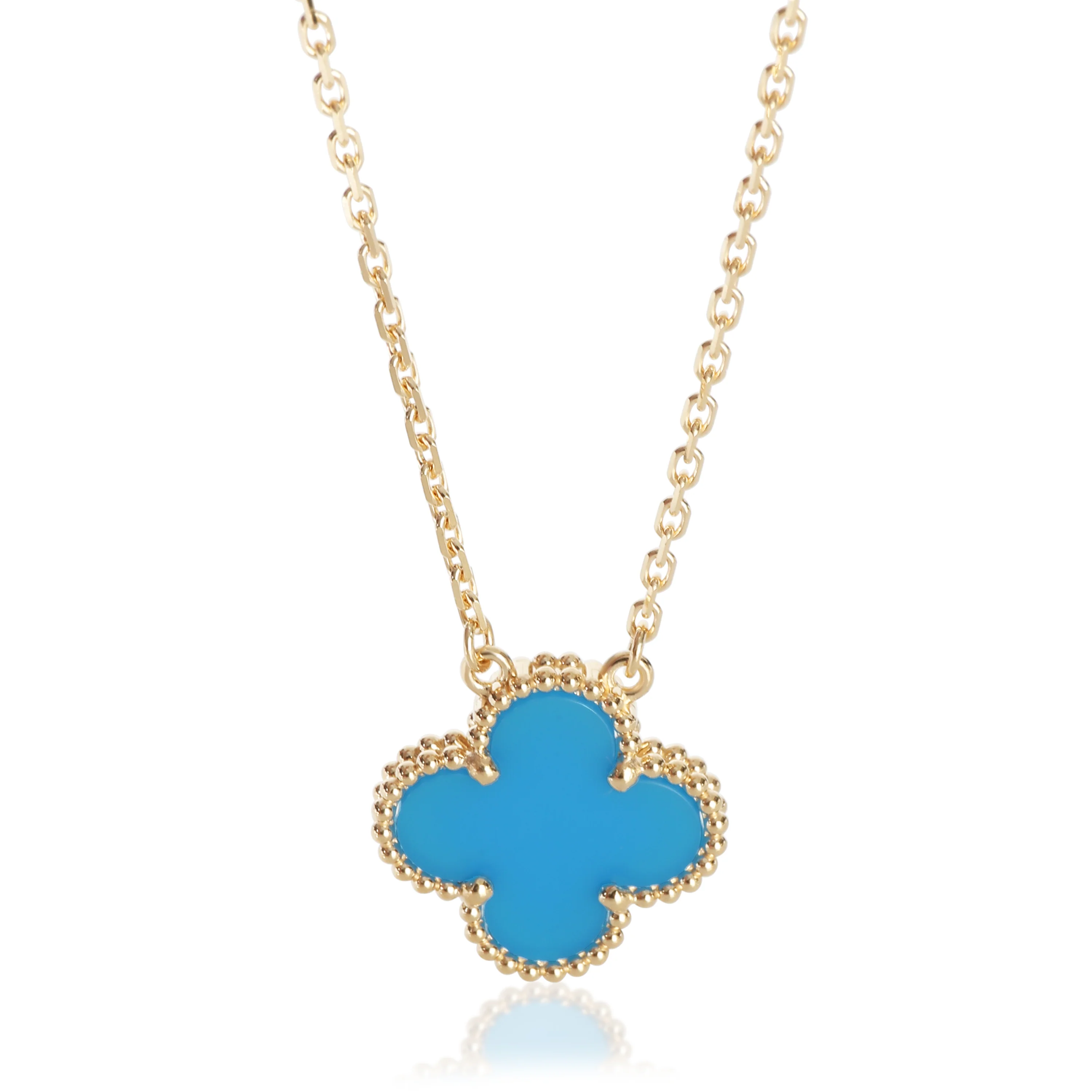 Yellow Gold Agate Vintage Alhambra Pendant