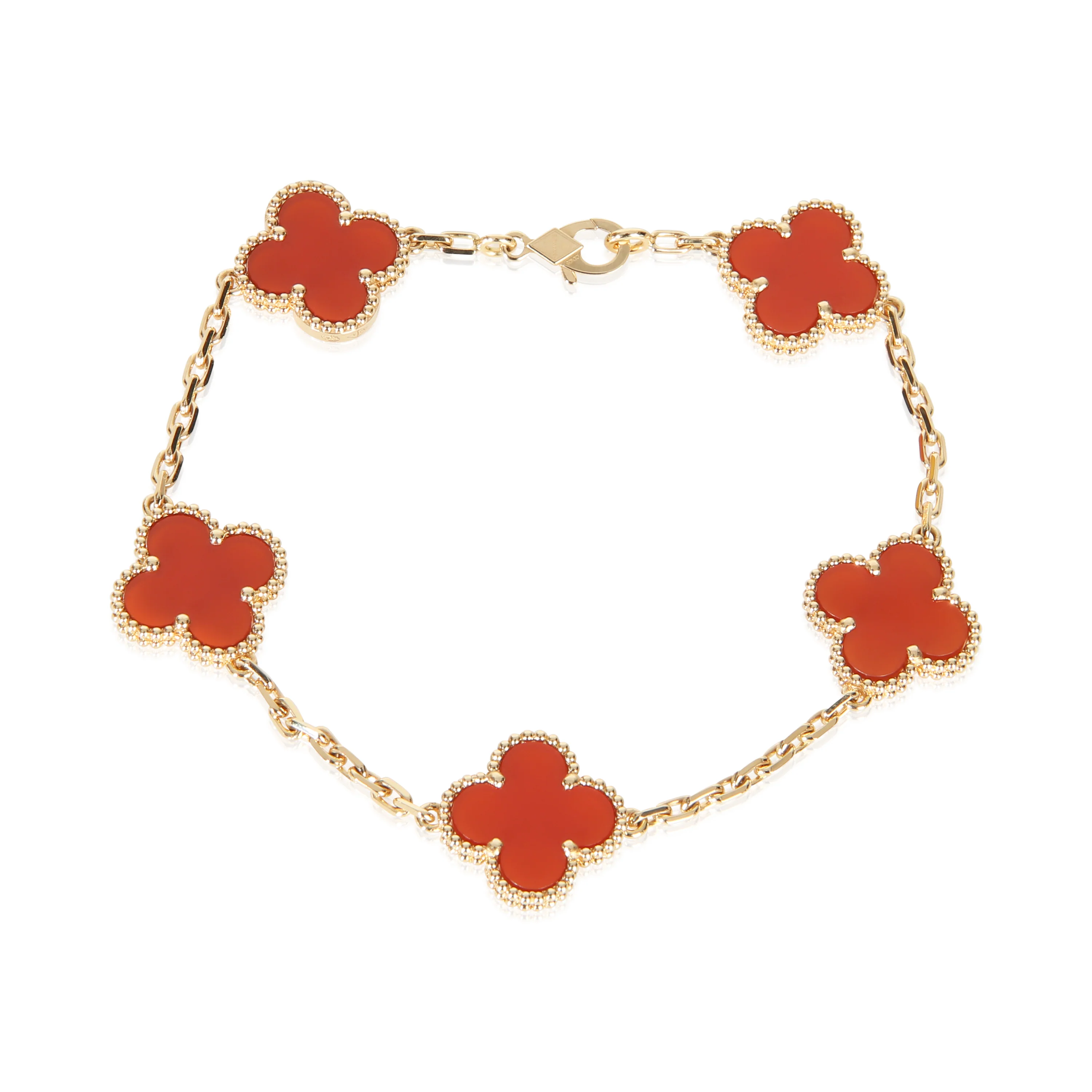 Yellow Gold Carnelian Vintage Alhambra Bracelet