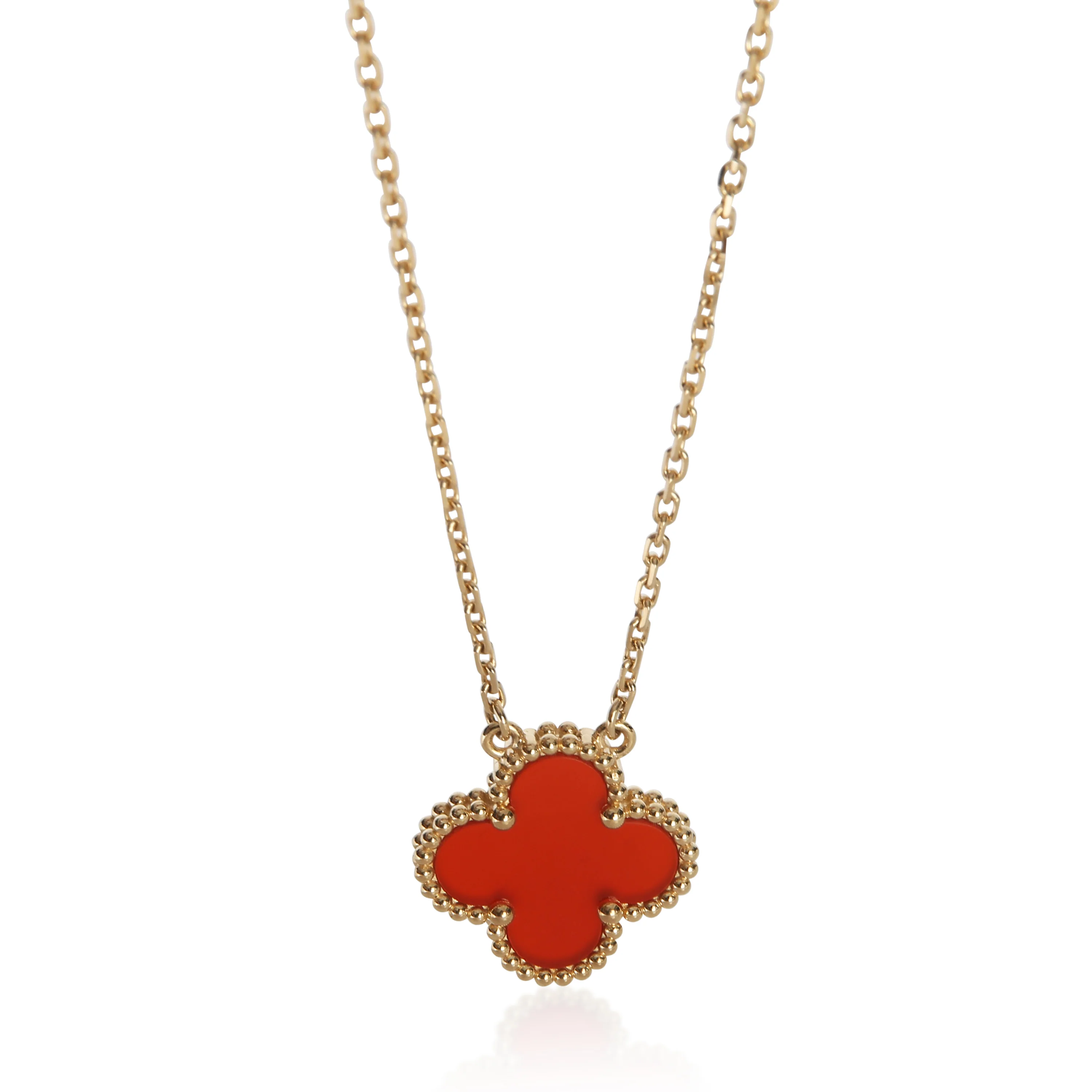 Yellow Gold Carnelian Vintage Alhambra Pendant