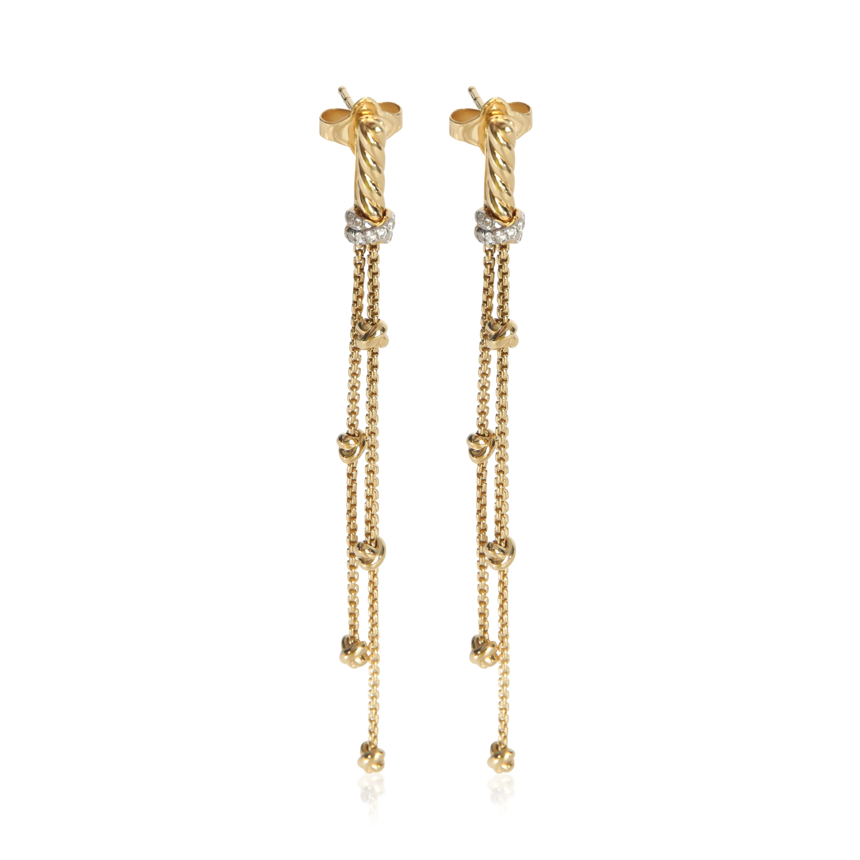 Yellow Gold Diamond Petite Helena Chain Drop Earrings