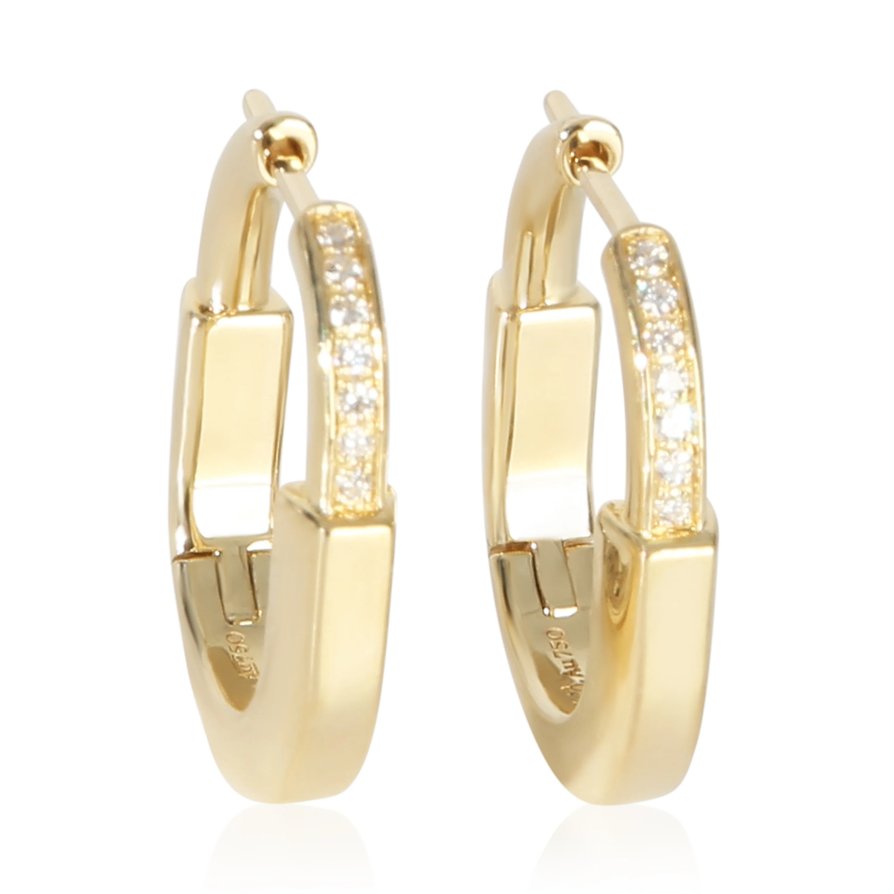 Yellow Gold Diamond Small Model Lock Earrings
