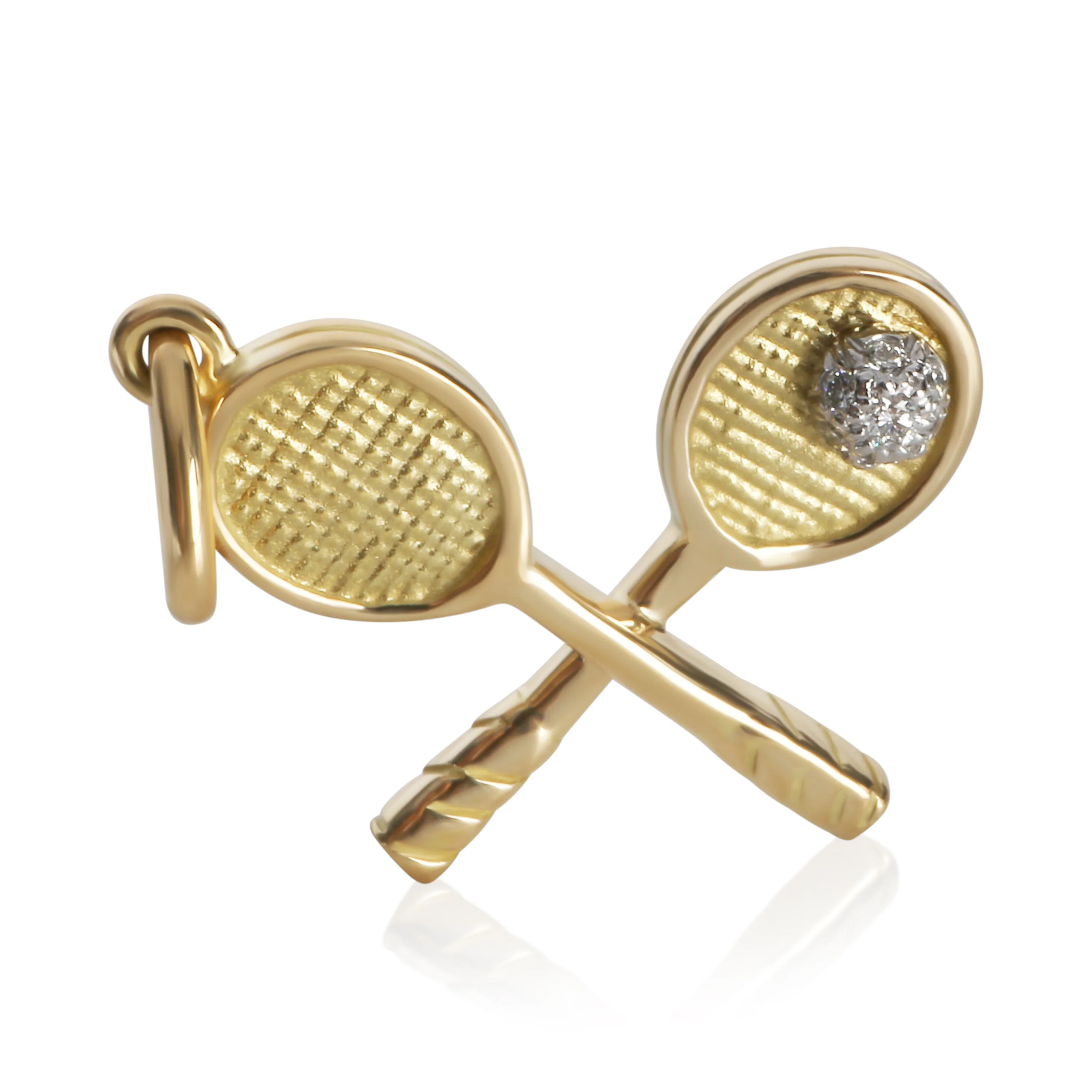 Yellow Gold Diamond Tennis Racket Charm