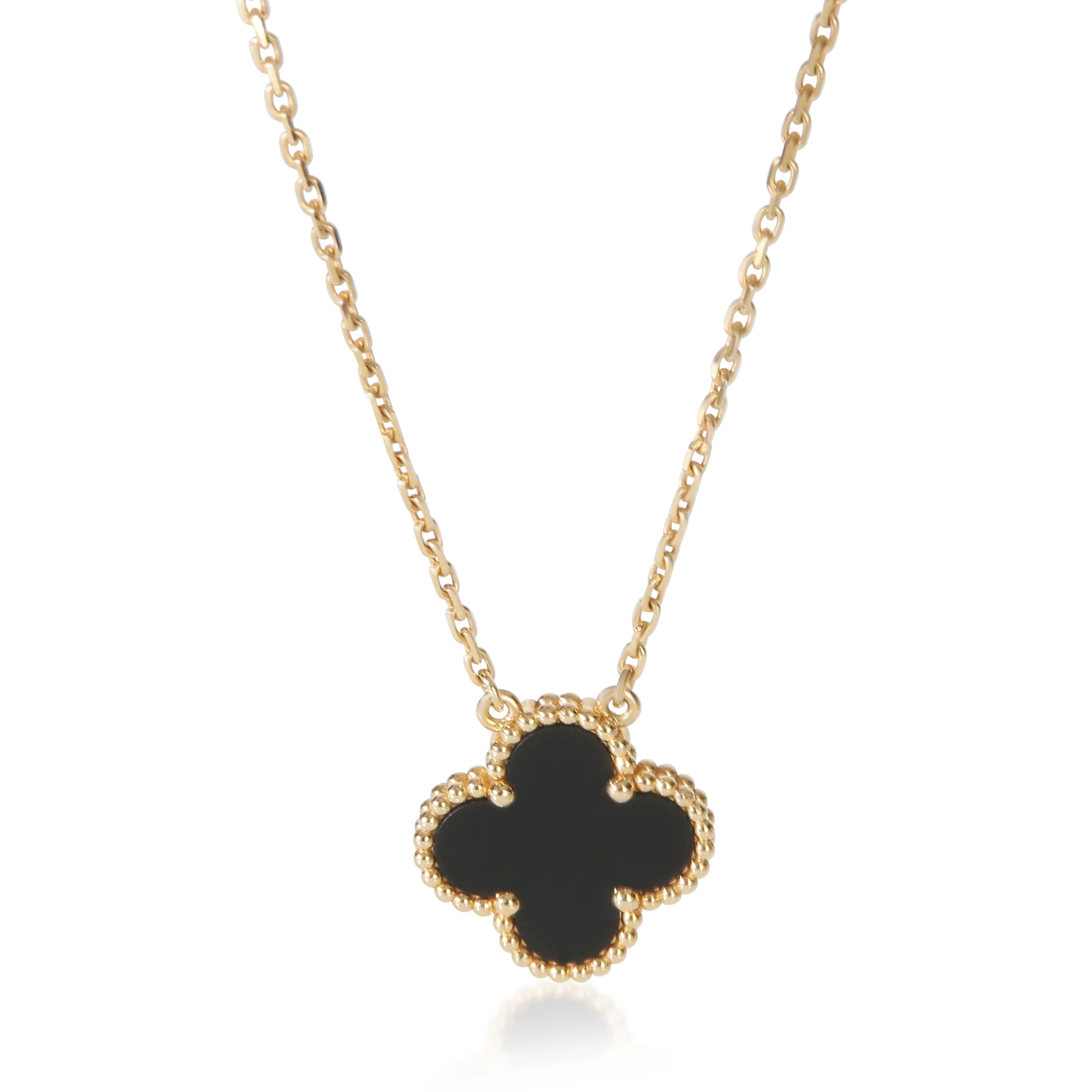 Yellow Gold Onyx Vintage Alhambra Pendant