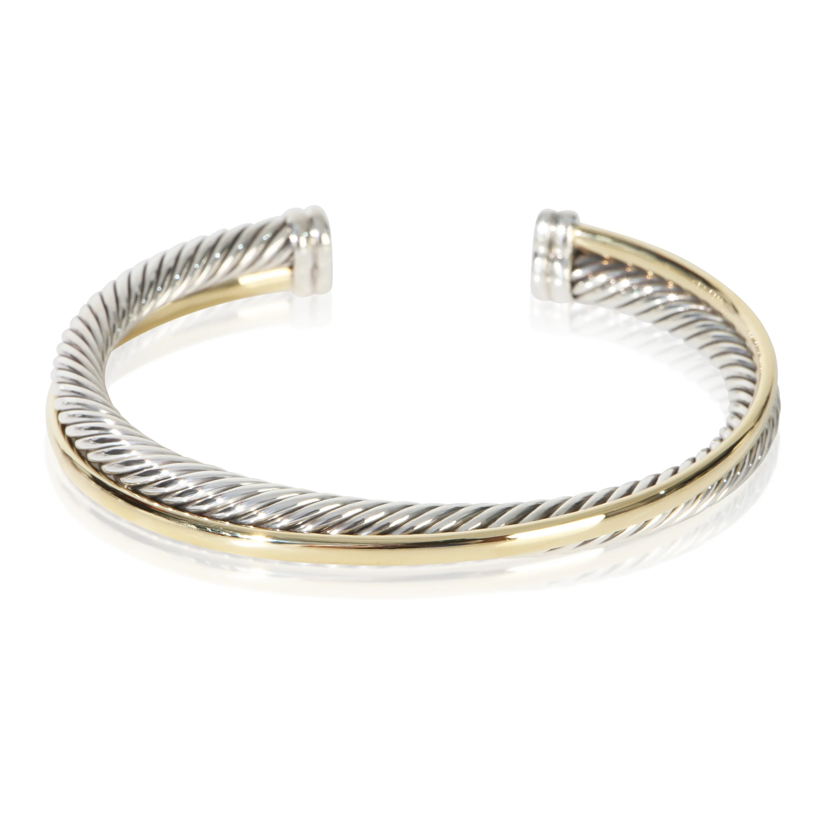 Yellow Gold & Sterling Silver  5mm Crossover Bracelet