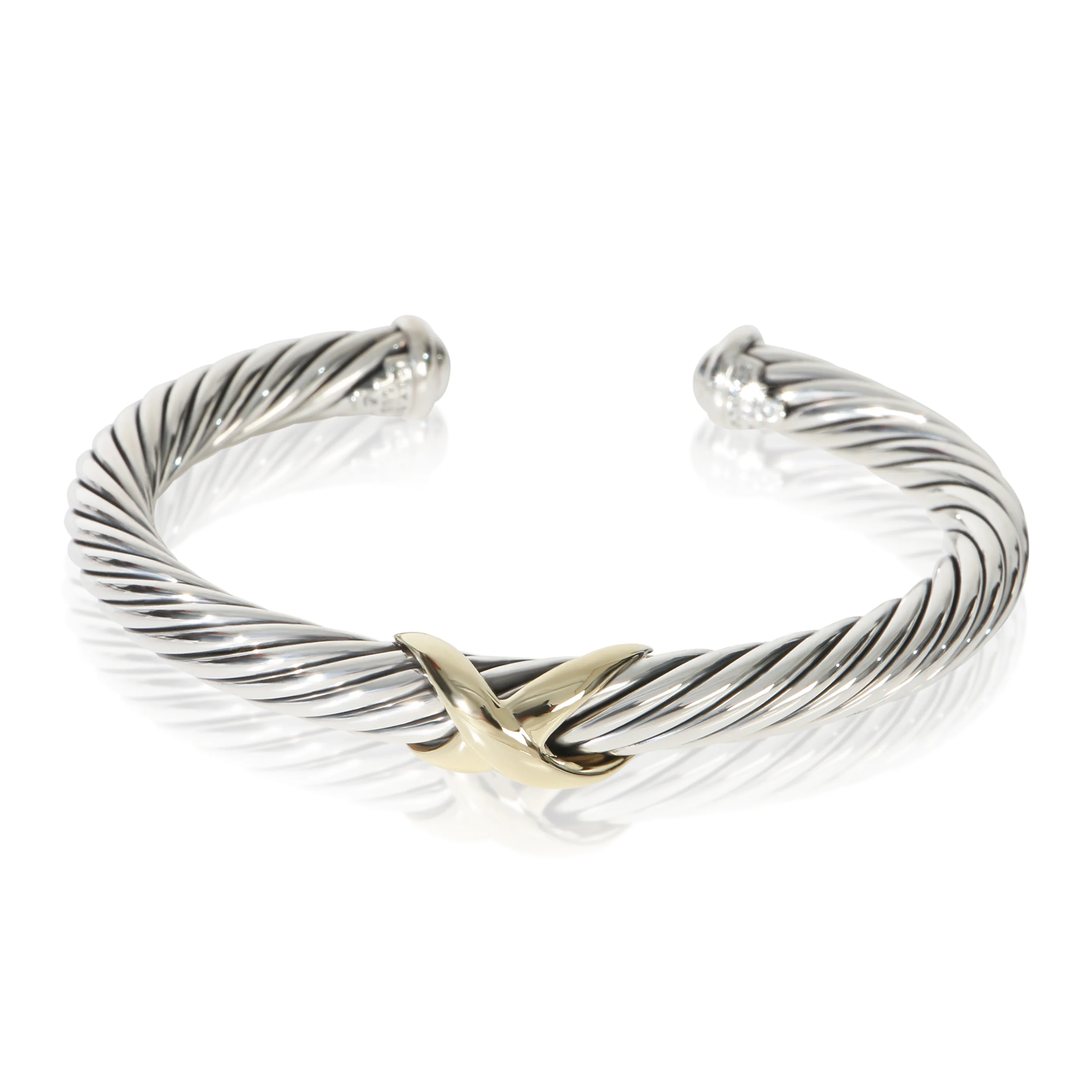Yellow Gold & Sterling Silver  Cable X Station Bracelet