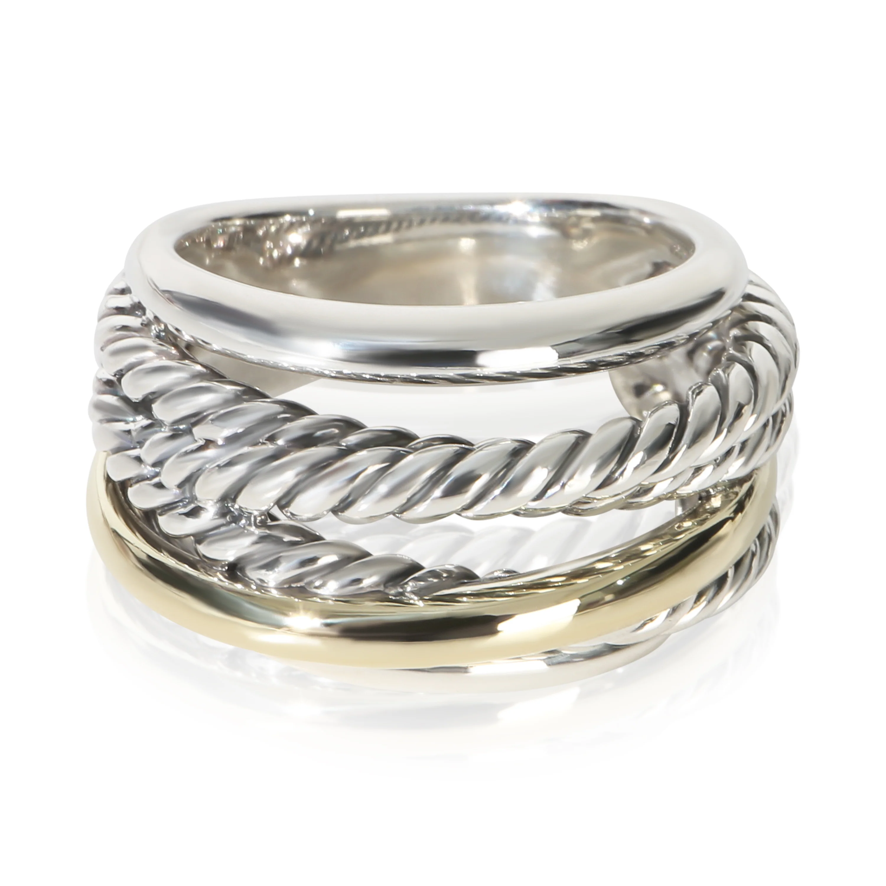 Yellow Gold & Sterling Silver  Crossover Ring
