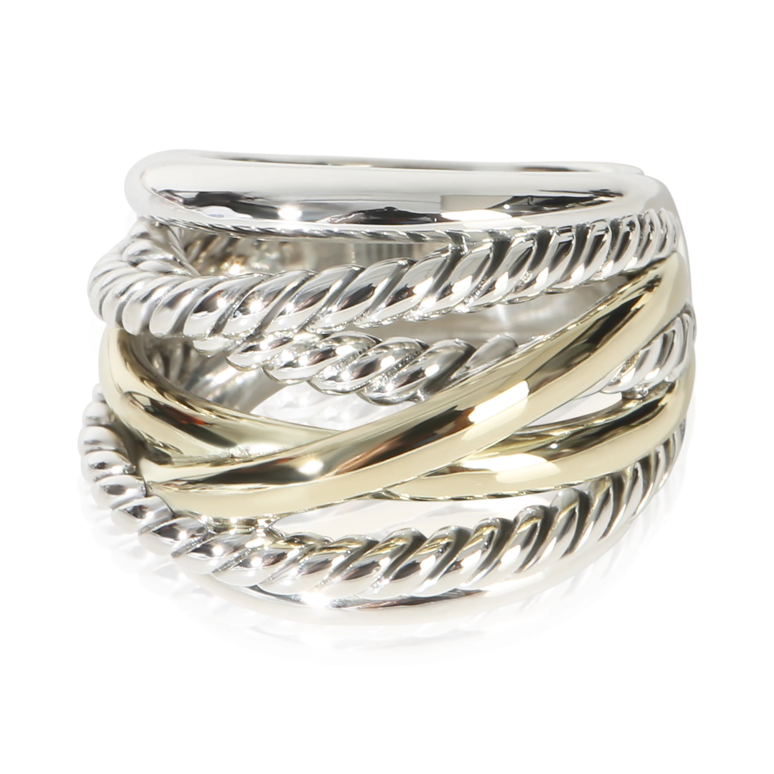 Yellow Gold & Sterling Silver  Crossover Ring