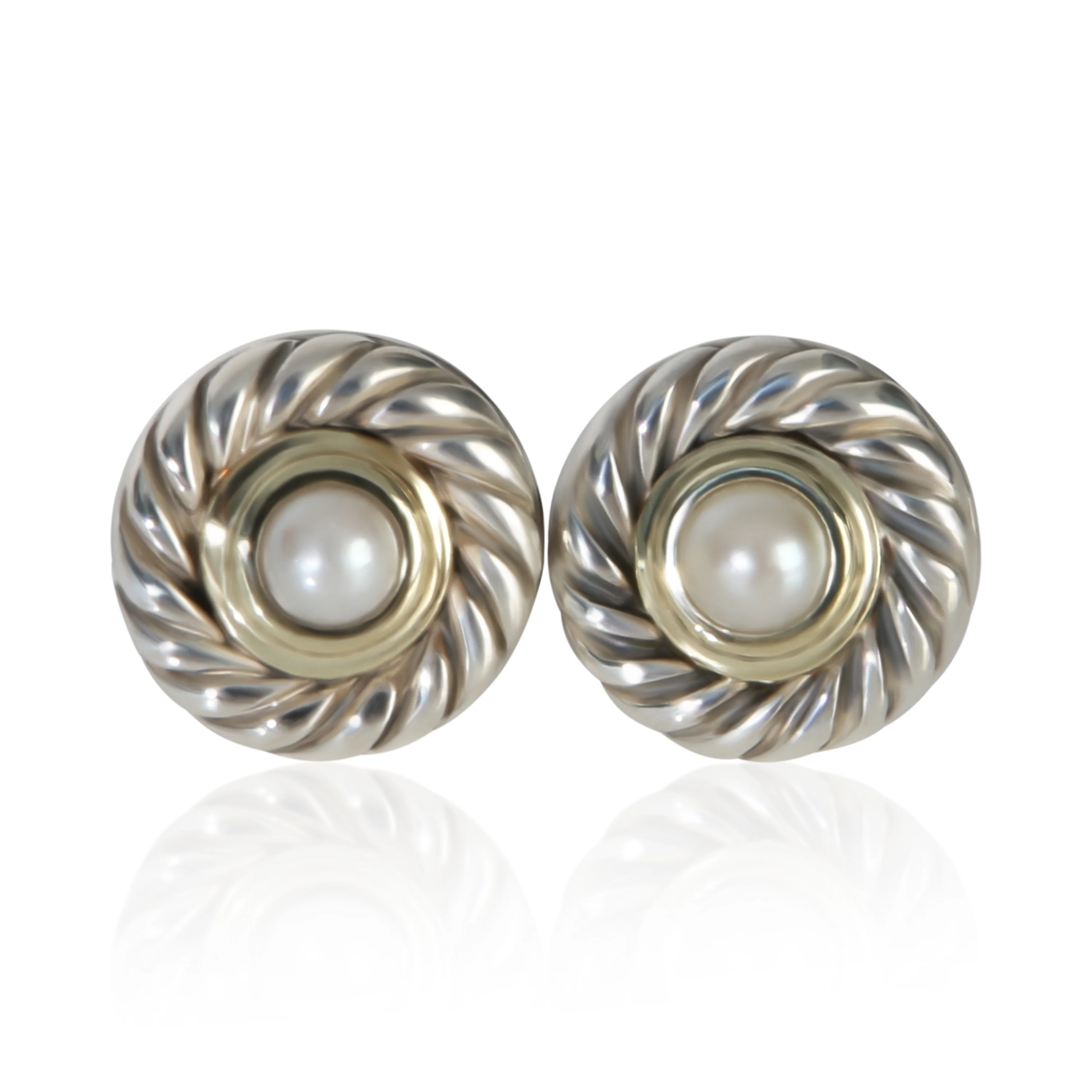 Yellow Gold & Sterling Silver Pearl Cookie Earrings