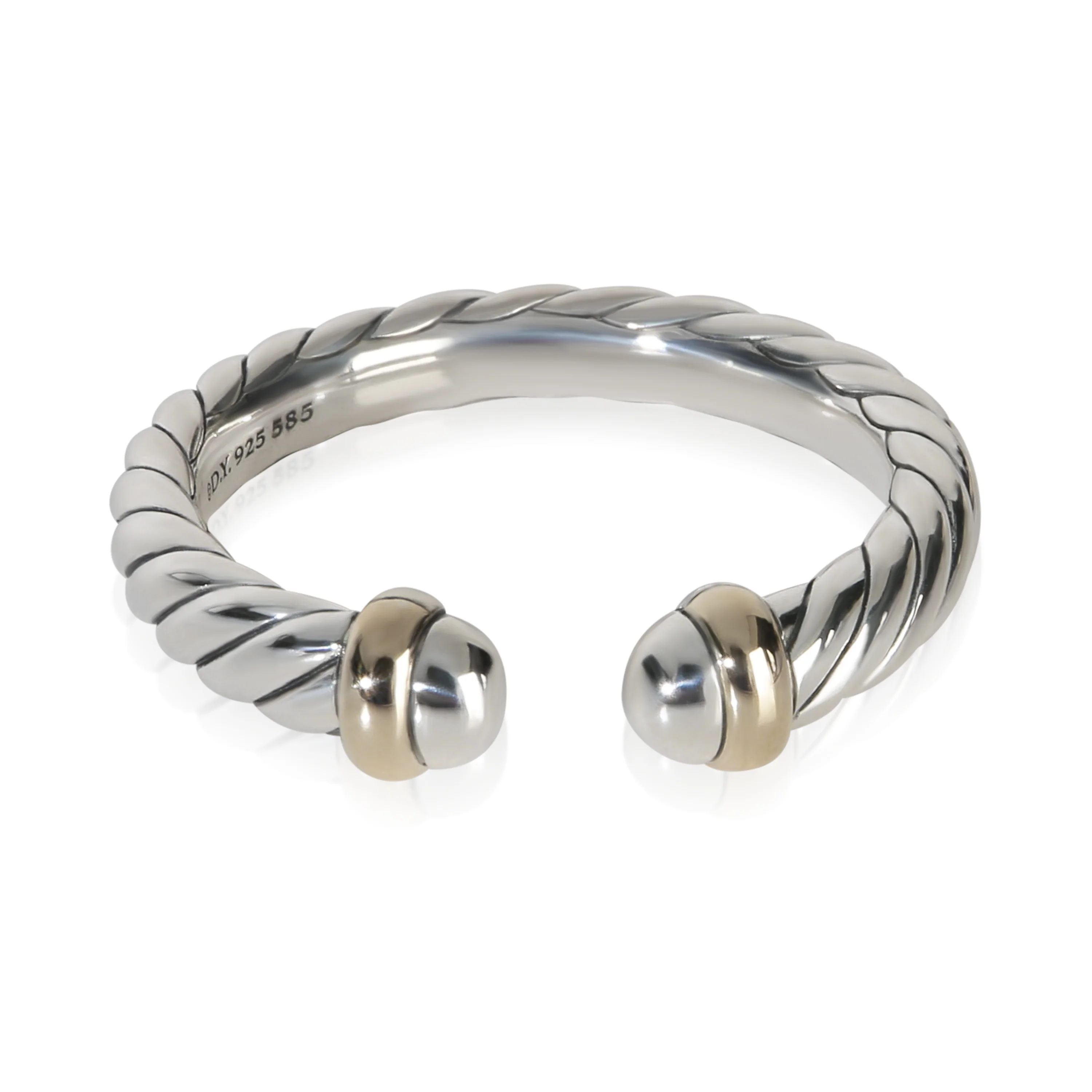 Yellow Gold & Sterling Silver  Petite Cable Open Ring