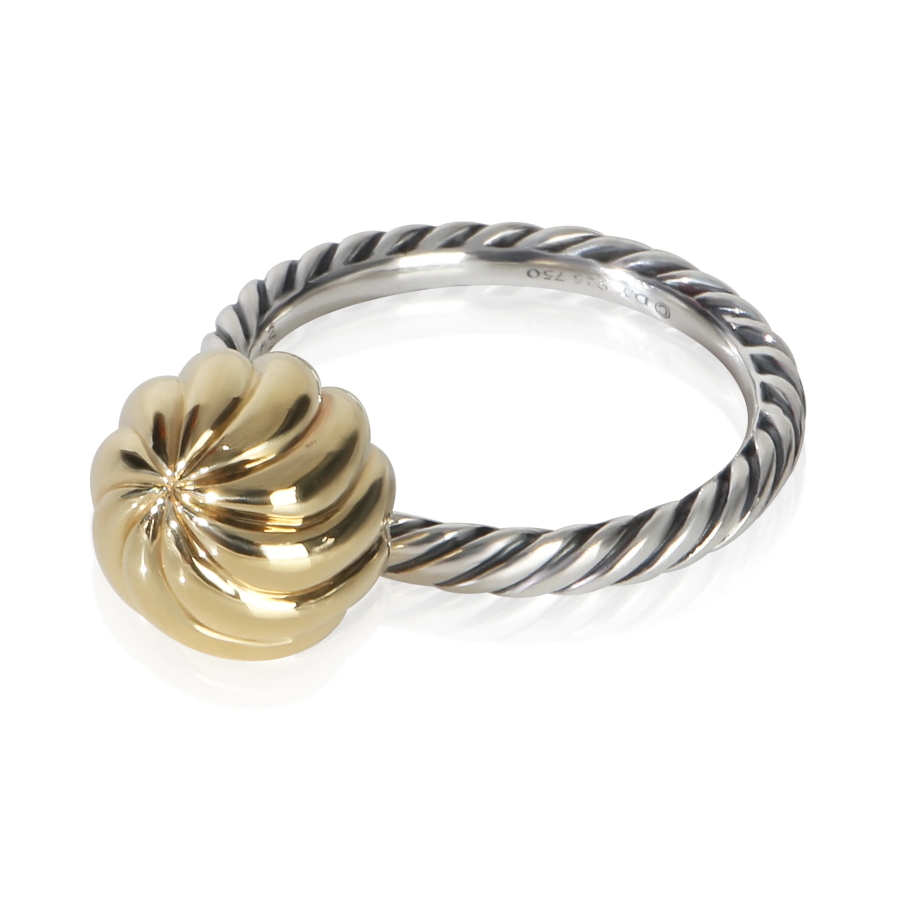 Yellow Gold & Sterling Silver  Sculpted Ball Ring