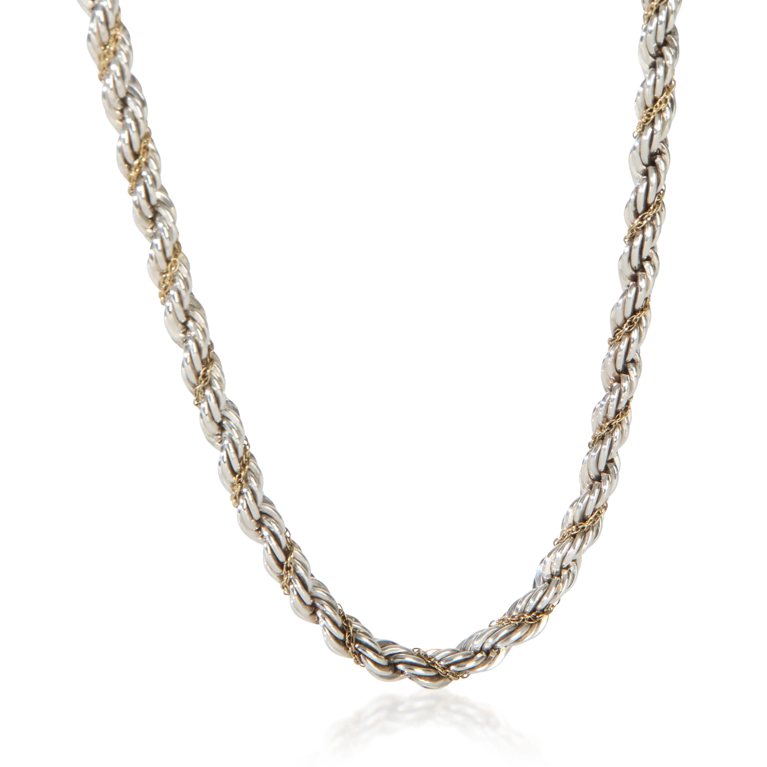 Yellow Gold & Sterling Silver  Twisted Rope Necklace