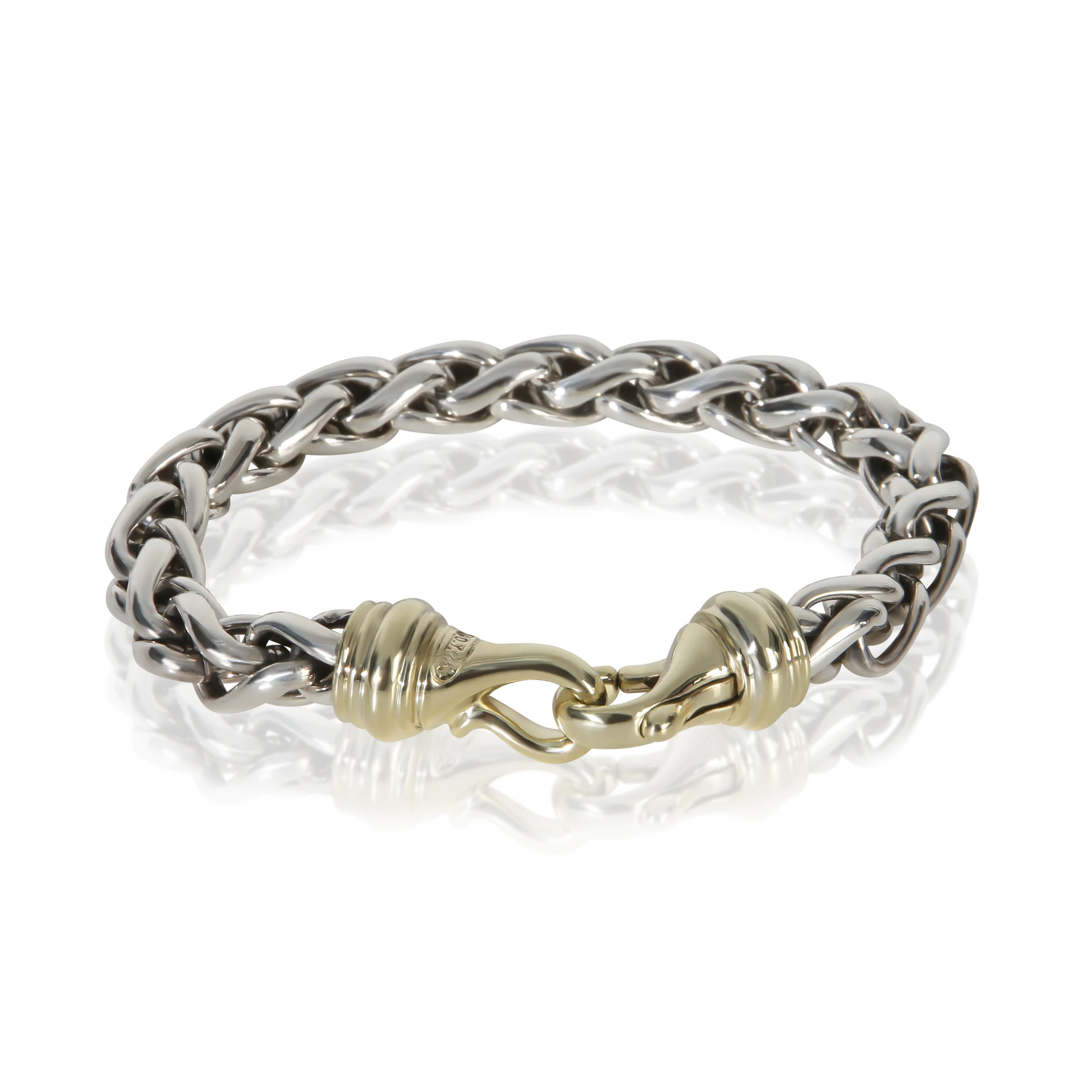 Yellow Gold & Sterling Silver  Wheat Bracelet