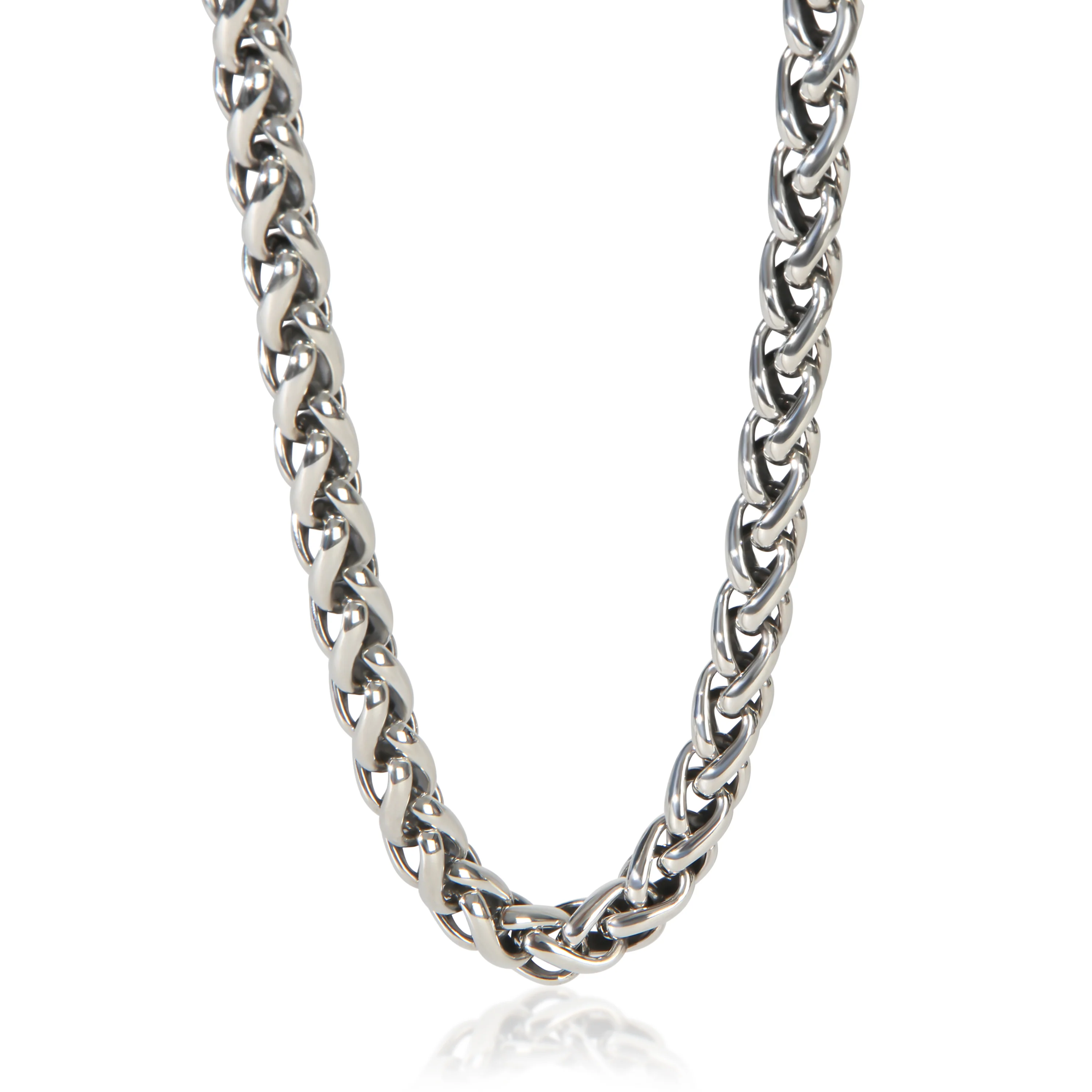 Yellow Gold & Sterling Silver  Wheat Chain Necklace